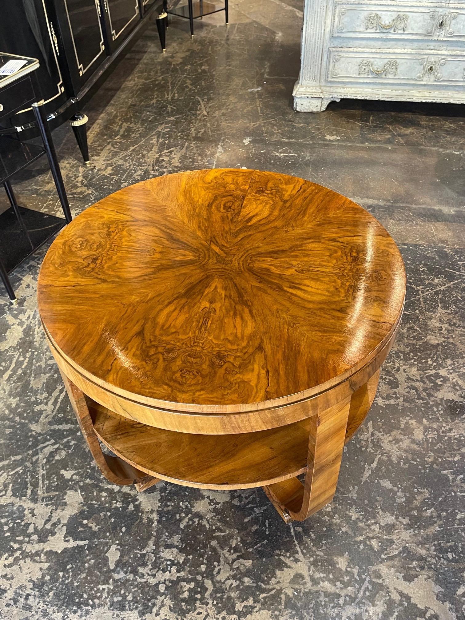 Handsome mid century Art Deco style black walnut side table. Very fine finish and craftsmanship. A stunning addition to your home!