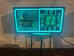 Mid Century / Art dECO bLUE NEON Flip Advertising Clock