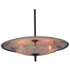 Lustre Art déco du milieu du siècle dernier, Pietro Chiesa Fontana Arte, Italie 1940