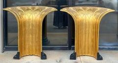 Konsolentische aus der Mitte des Jahrhunderts, inspiriert von Art Deco, vergoldet und schwarz lackiert - Paar