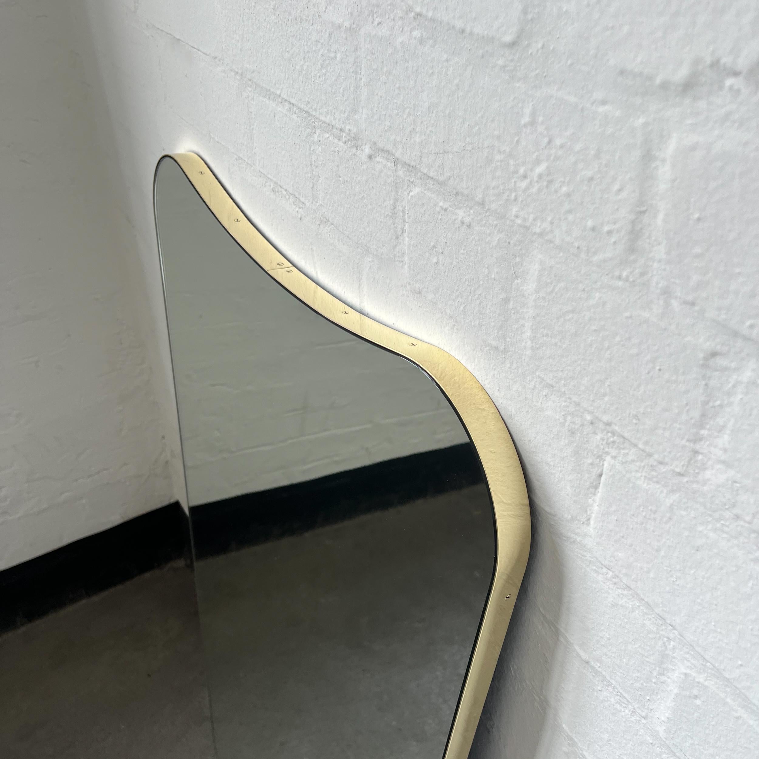 Mid Century Art Deco Mirror with Brass Frame - Vintage Two For Sale 1