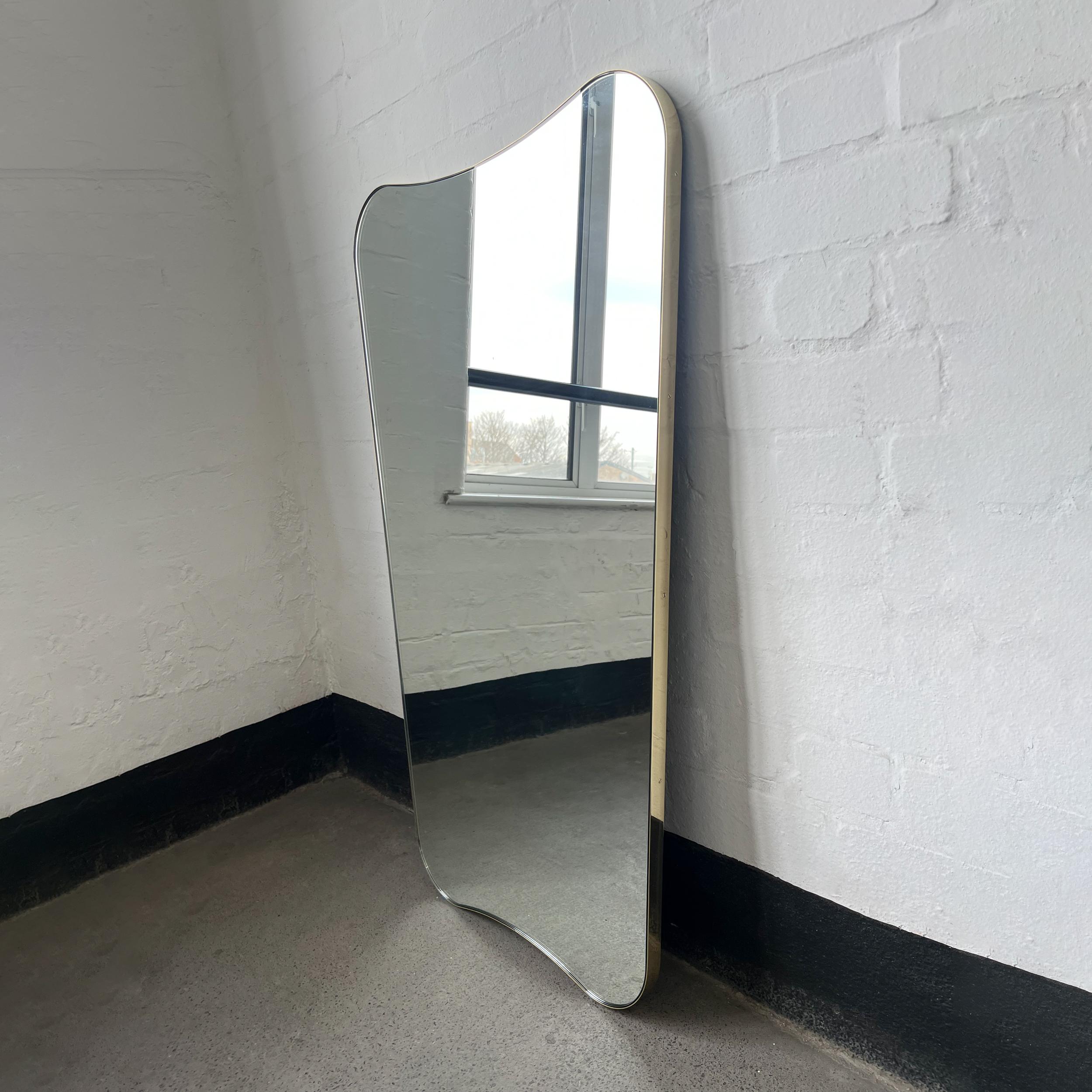 Mid Century Art Deco Mirror with Brass Frame - Vintage Two For Sale 2