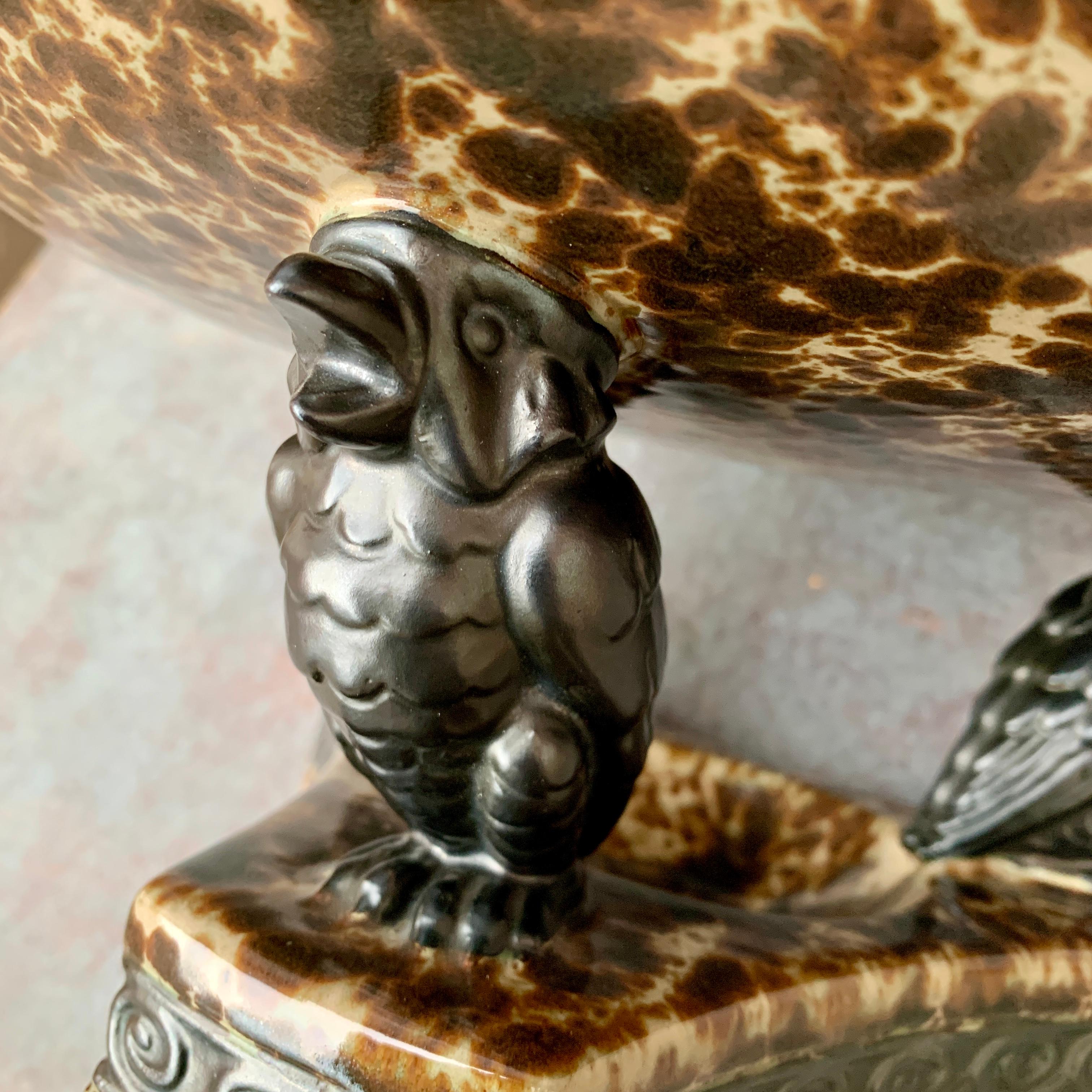 Mid-Century Art Deco Porcelain Centerpiece Bowl with Birds For Sale 3