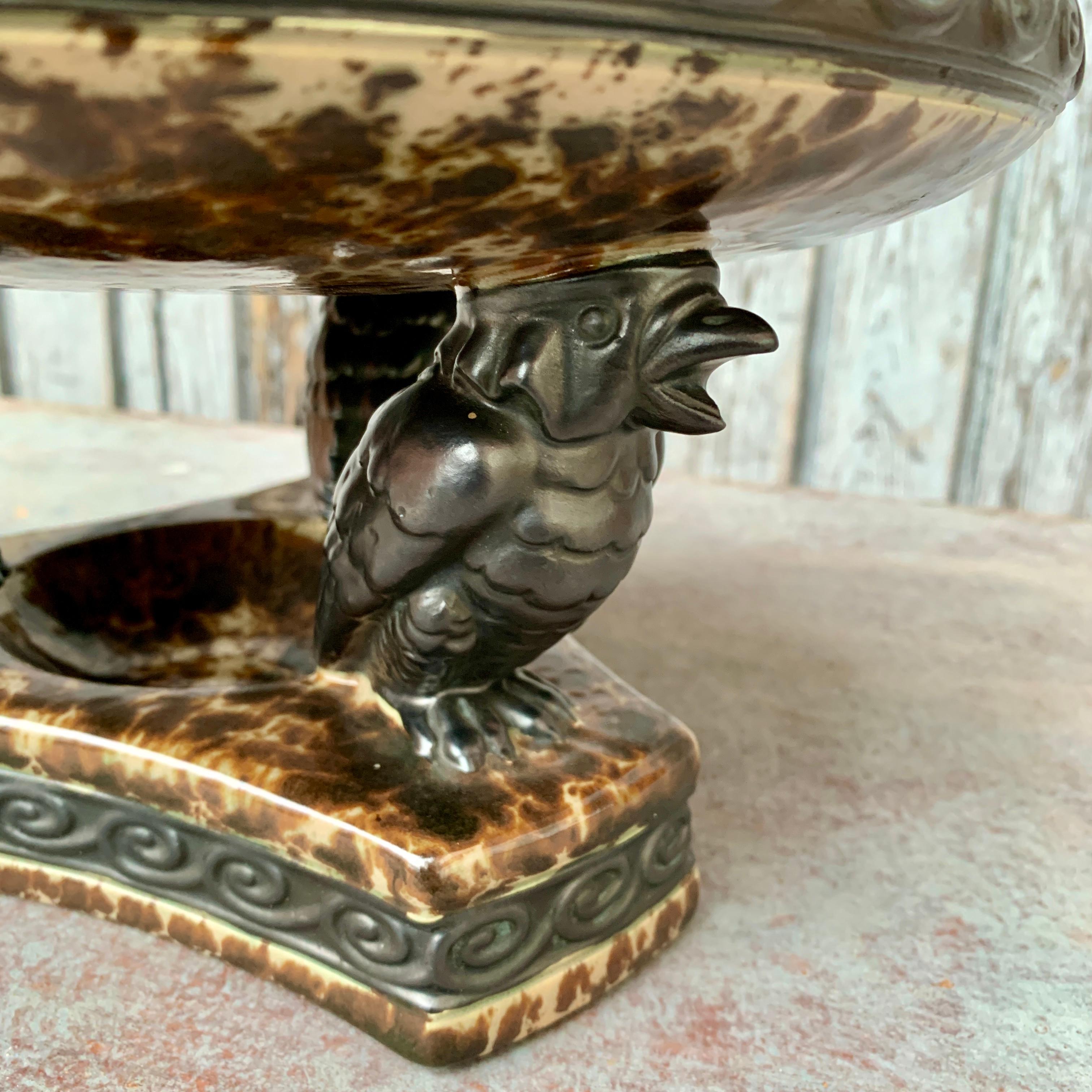 Mid-Century Art Deco Porcelain Centerpiece Bowl with Birds For Sale 1