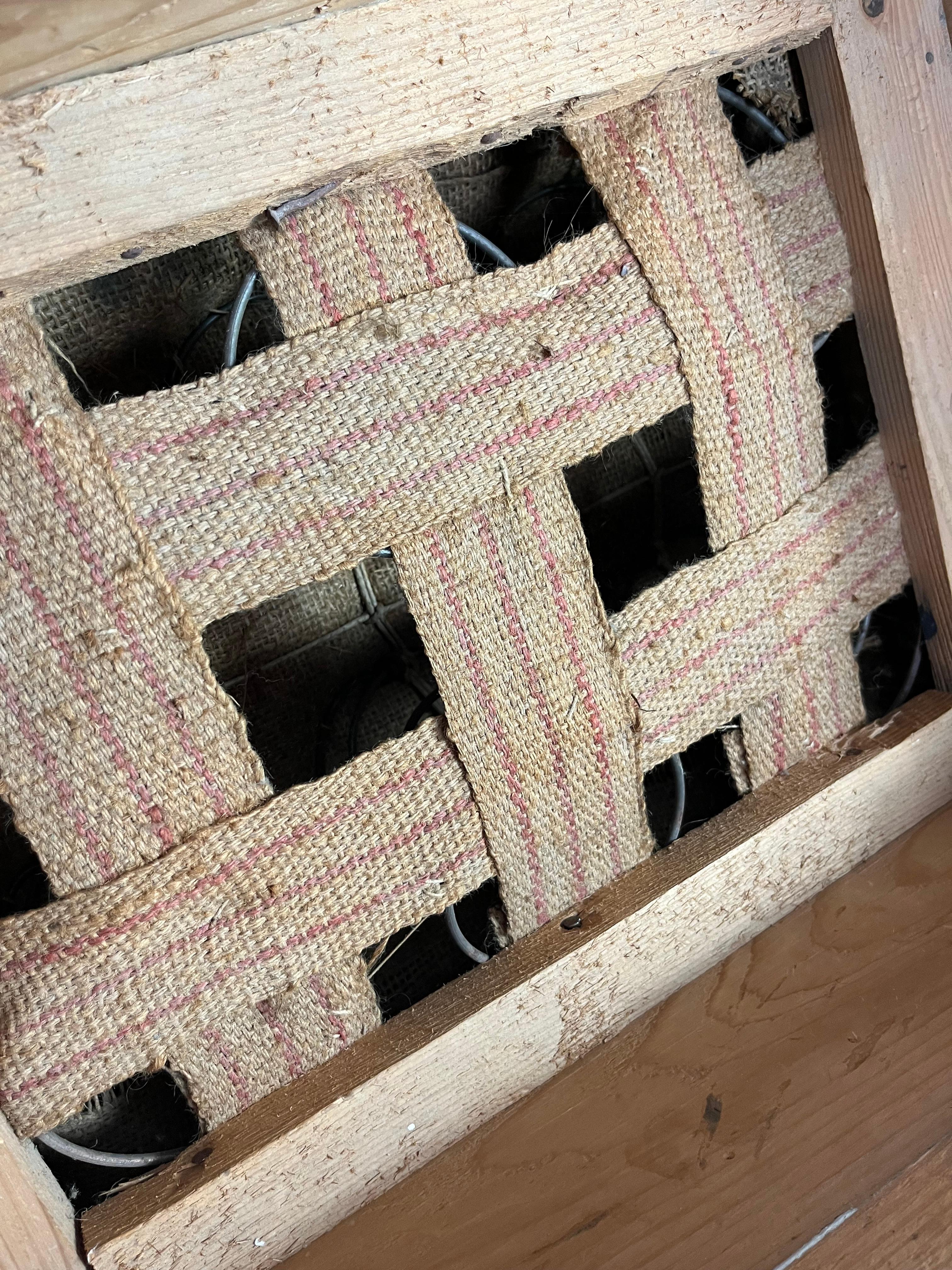 Fabric Mid-Century Art Deco Pouf With Springs Attributed To Osvaldo Borsani, 1940s For Sale