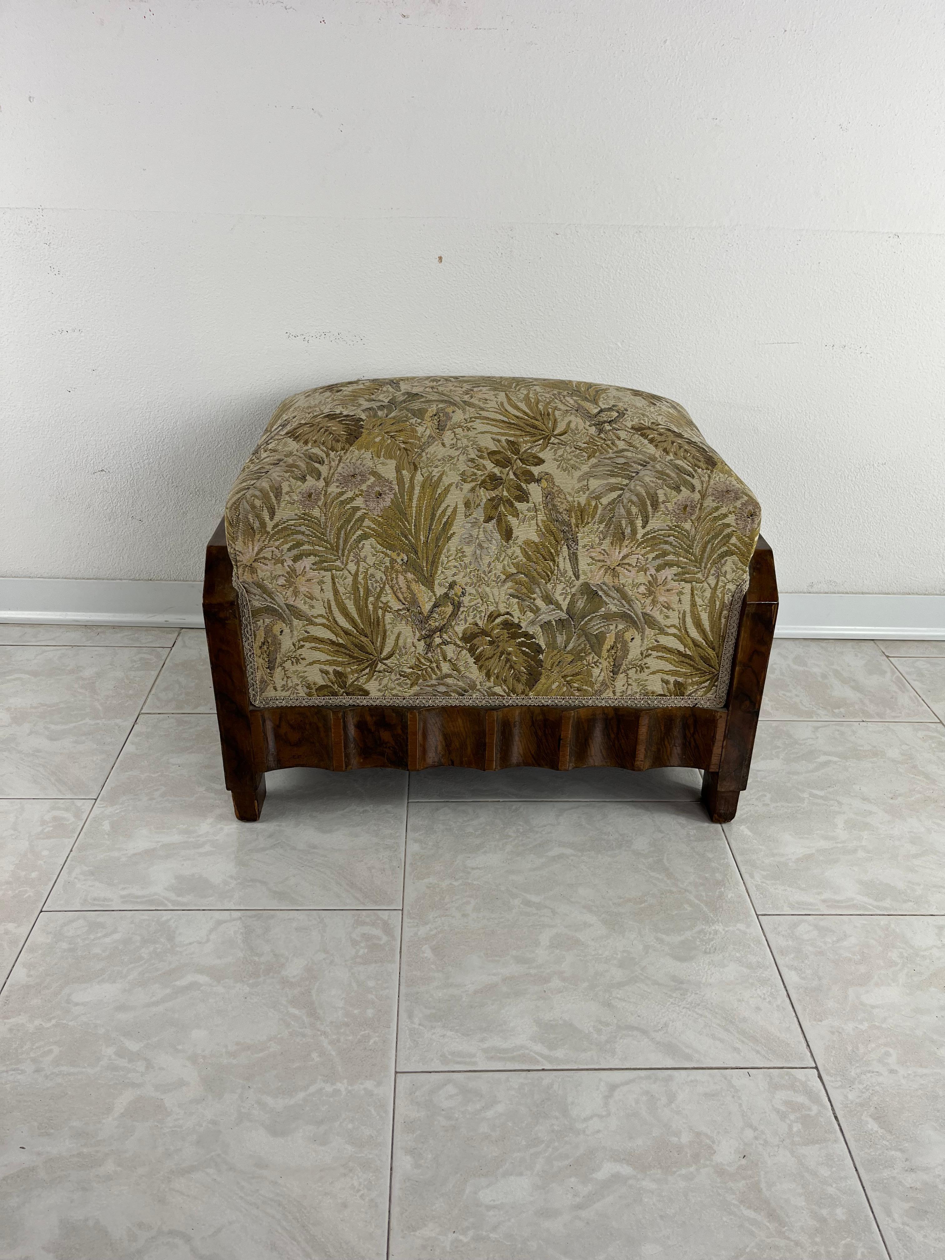 Mid-Century Art Deco Pouf With Springs Attributed To Osvaldo Borsani, 1940s For Sale 1