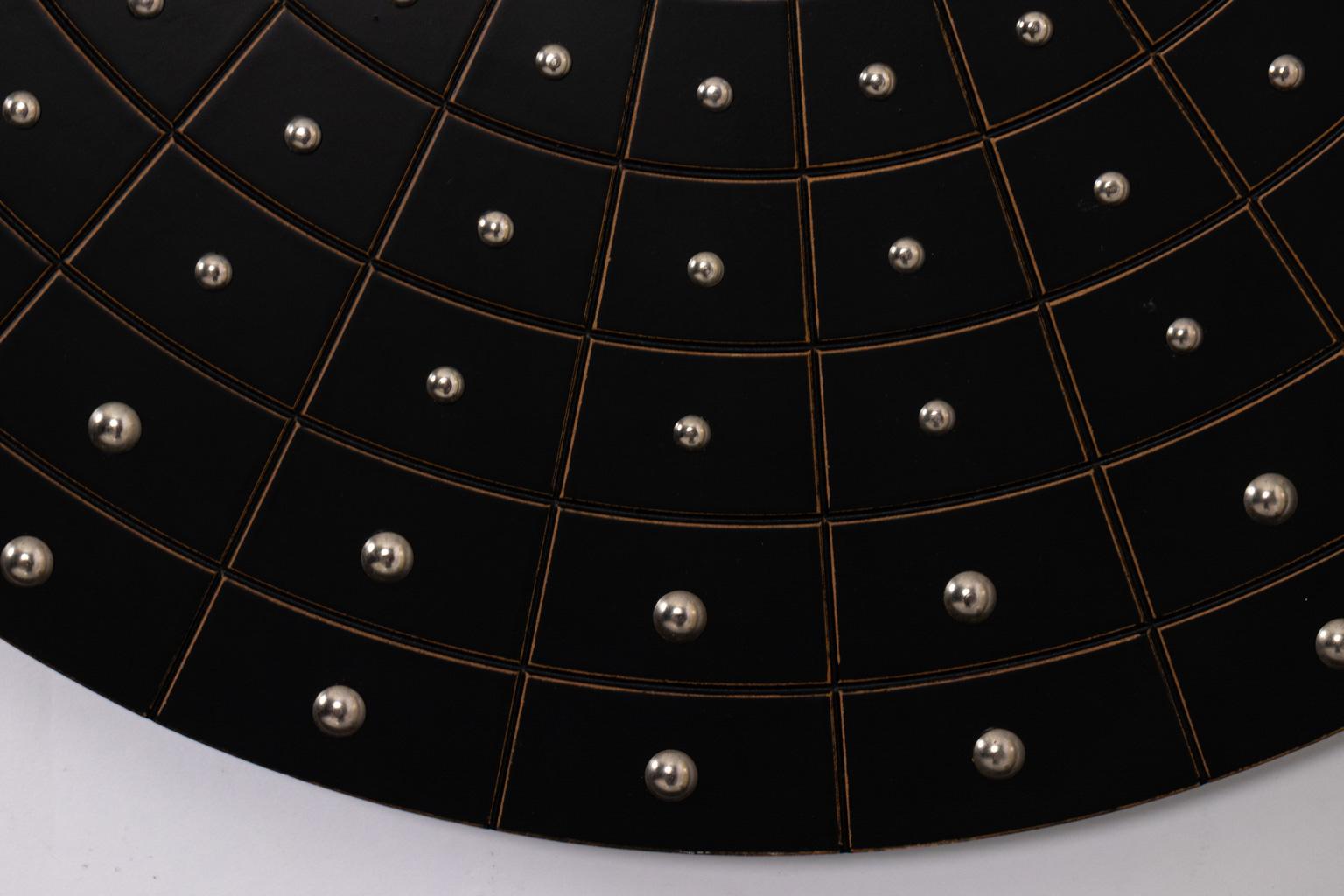 Midcentury Art Deco Round Black Mirror In Good Condition In Stamford, CT