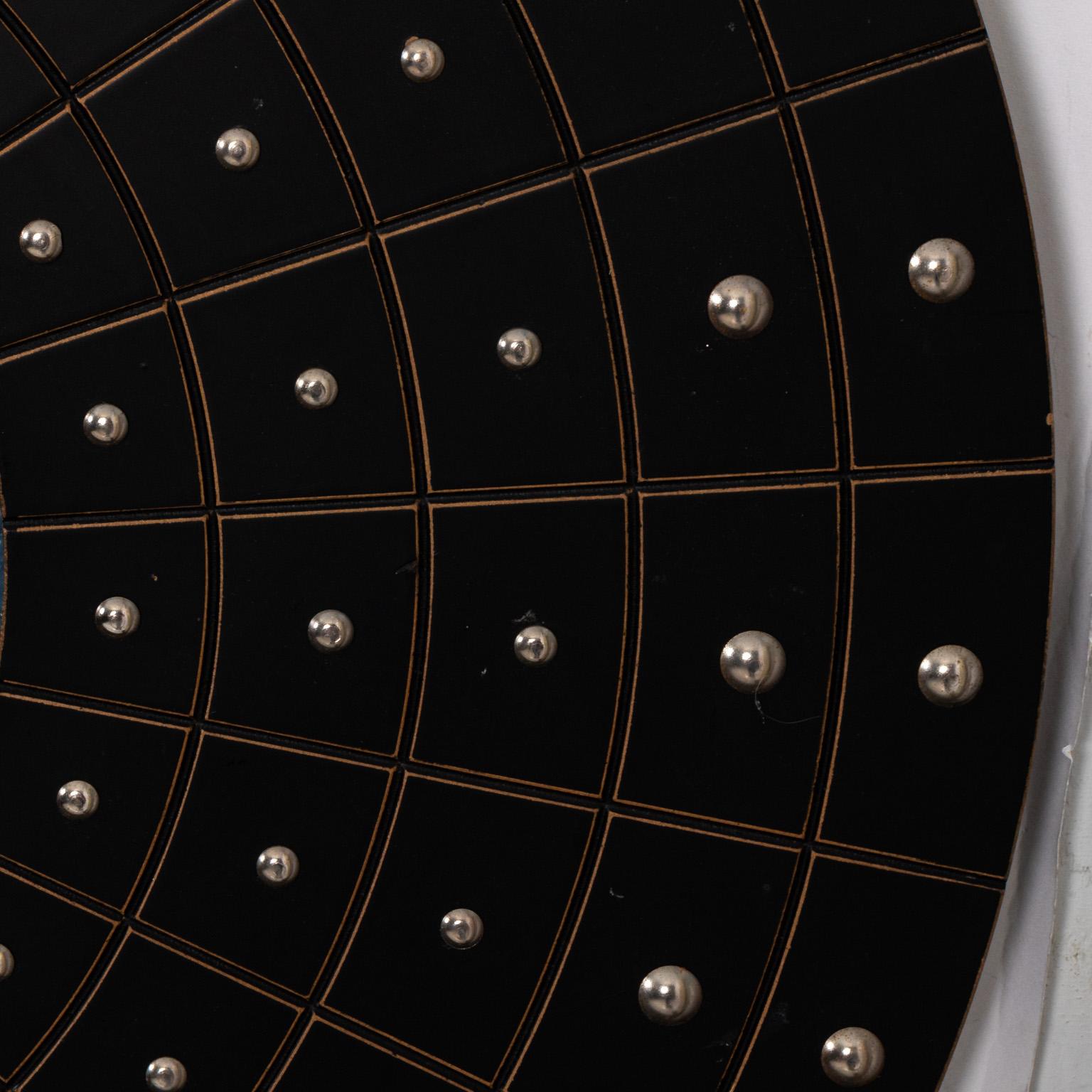 Late 20th Century Midcentury Art Deco Round Black Mirror