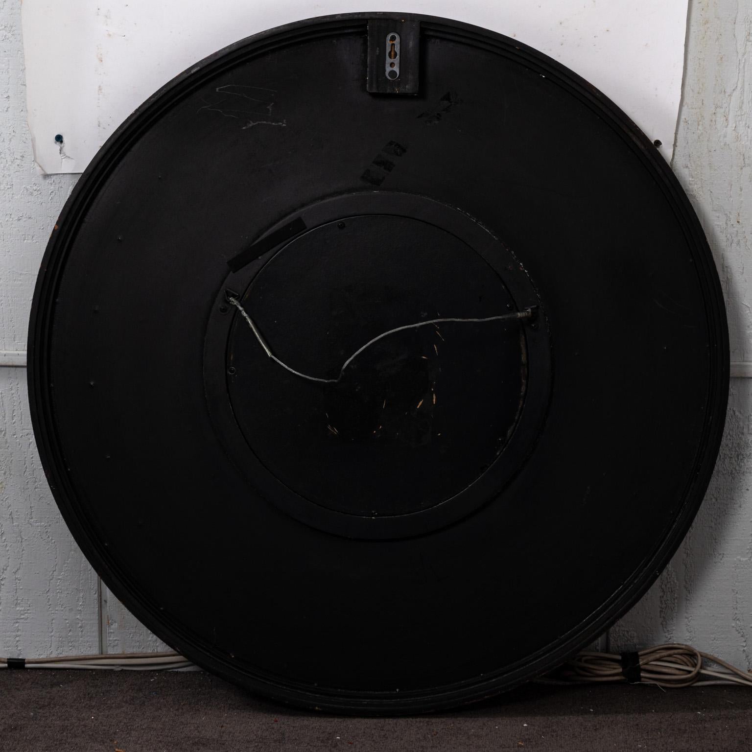 Midcentury Art Deco Round Black Mirror 1