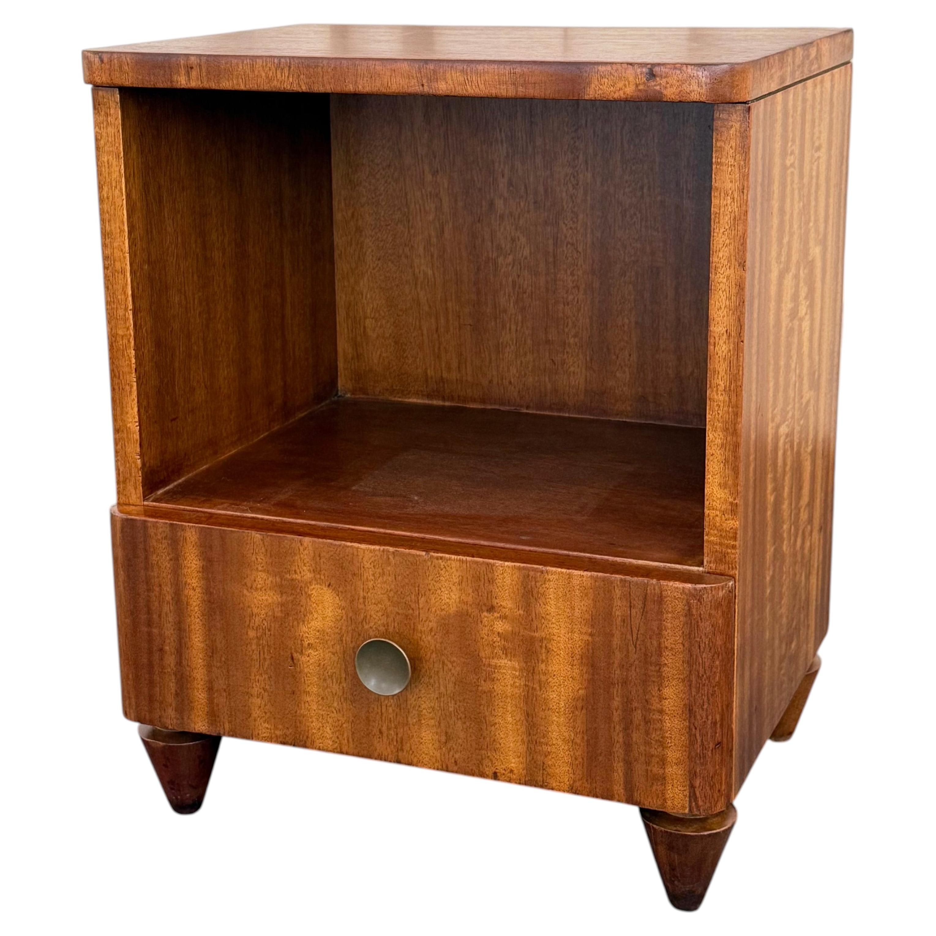 Mid-Century Art Deco Satinwood End Table Nightstand For Sale