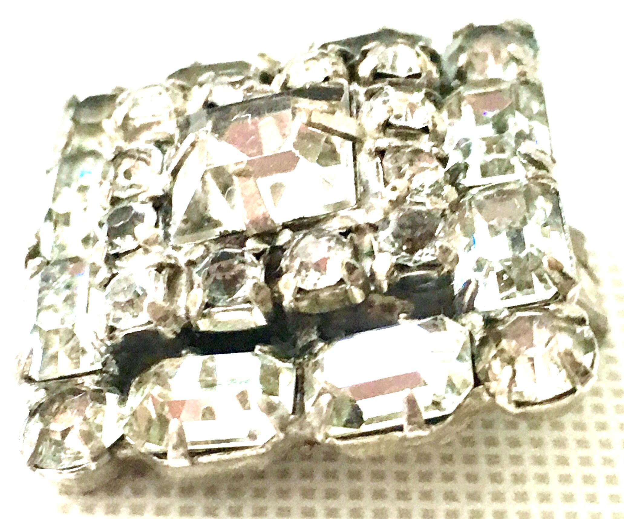 Mid Century Art Deco Silver & Austrian Crystal Rhinestone Earrings 4