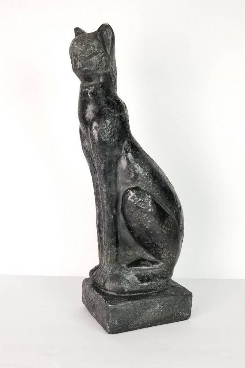 Midcentury Art Deco-Style Black Siamese Cat Sculpture 6