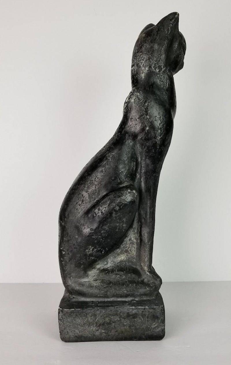 20th Century Midcentury Art Deco-Style Black Siamese Cat Sculpture