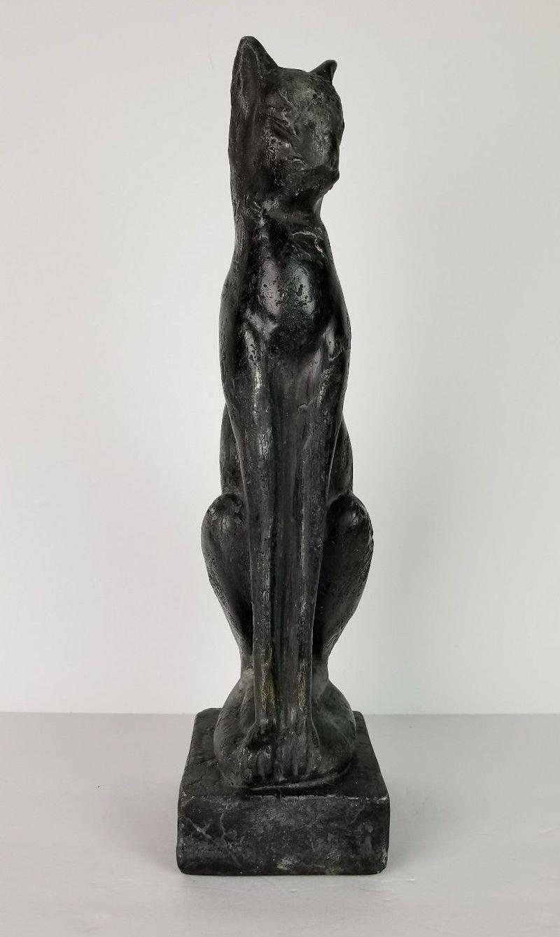 Midcentury Art Deco-Style Black Siamese Cat Sculpture 2