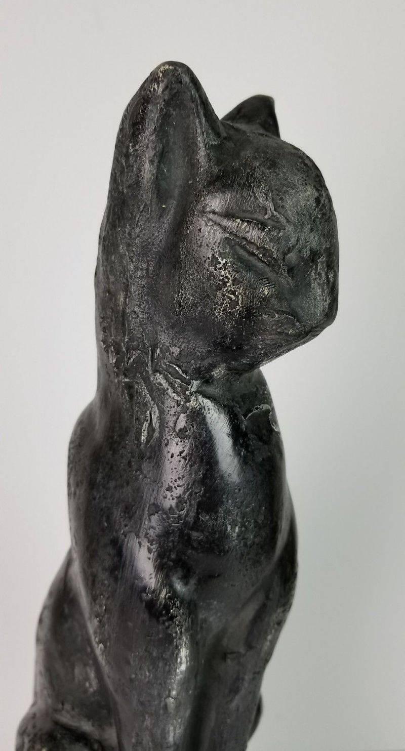 Midcentury Art Deco-Style Black Siamese Cat Sculpture 3