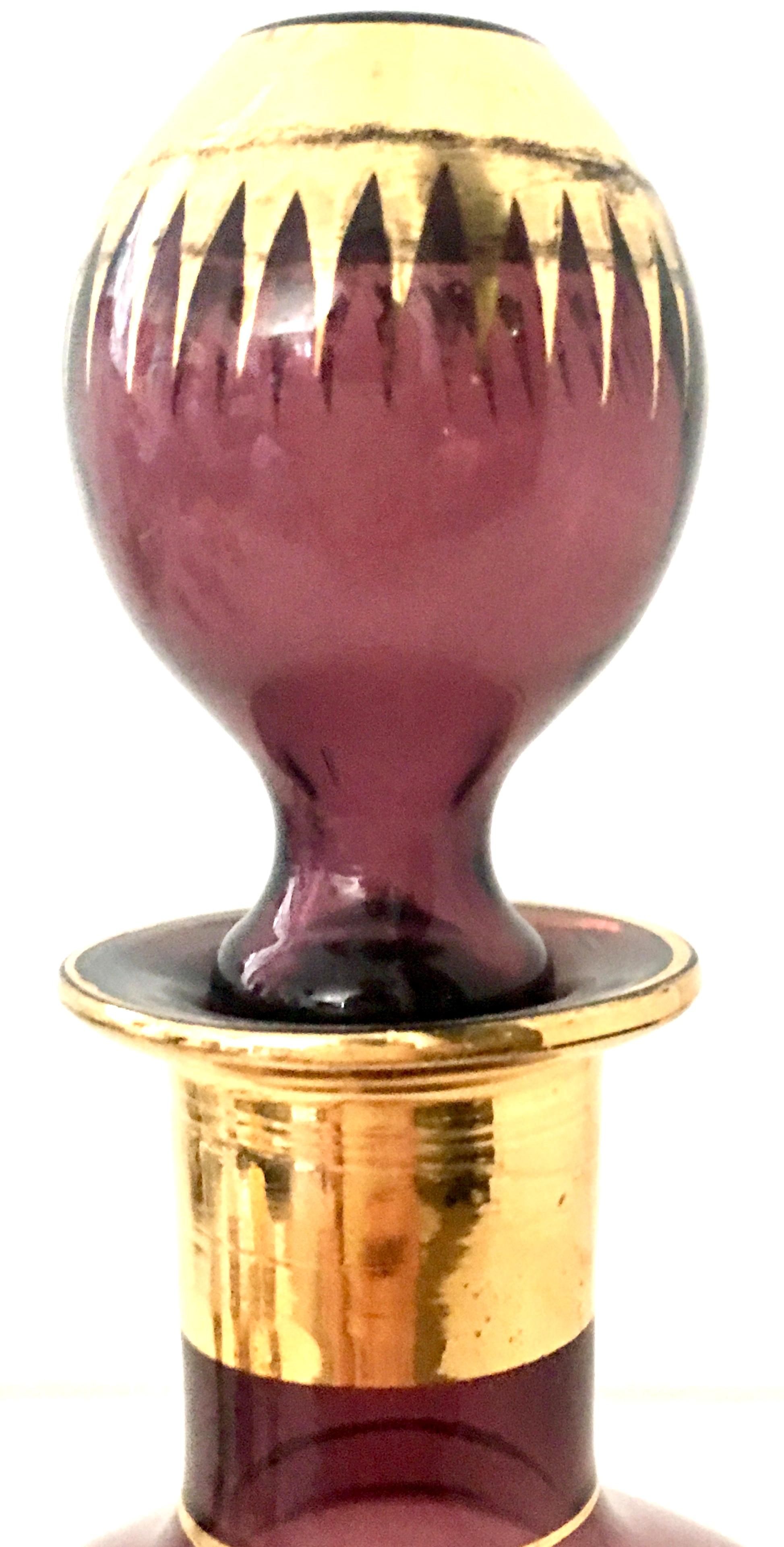 Mid-Century Art Deco Style Bohemia Glass Amethyst & 22-Karat Gold Drinks S/7 5
