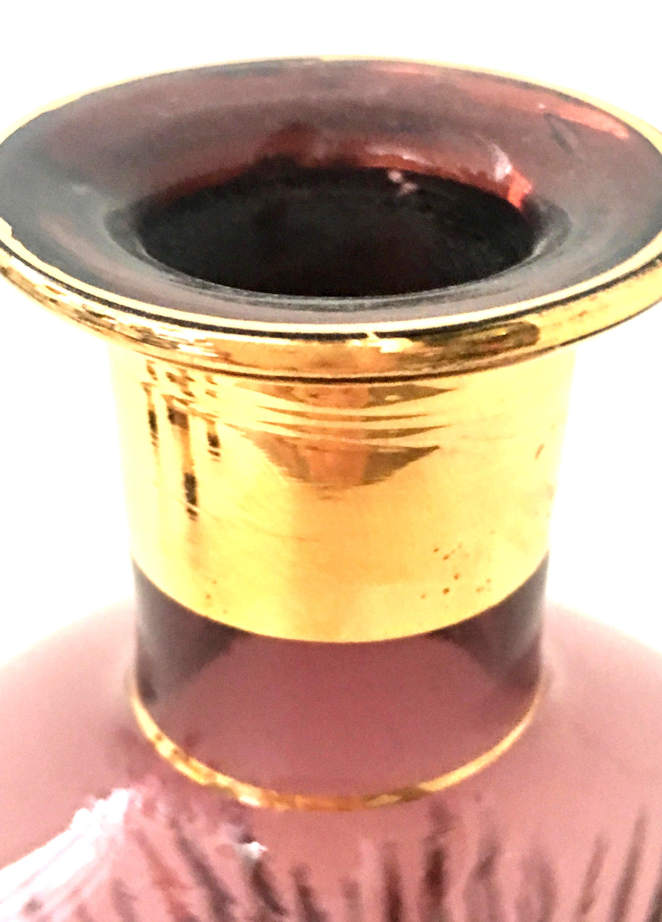 Mid-Century Art Deco Style Bohemia Glass Amethyst & 22-Karat Gold Drinks S/7 7