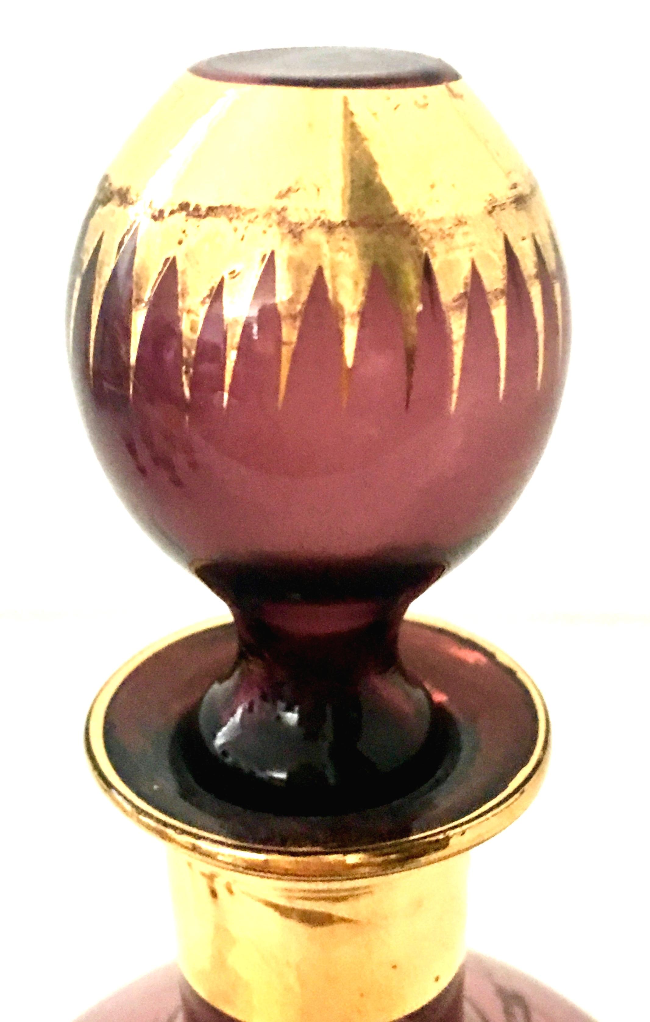 Mid-Century Art Deco Style Bohemia Glass Amethyst & 22-Karat Gold Drinks S/7 6
