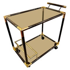 Mid Century Art Deco Style Brass and Glass Bar Cart