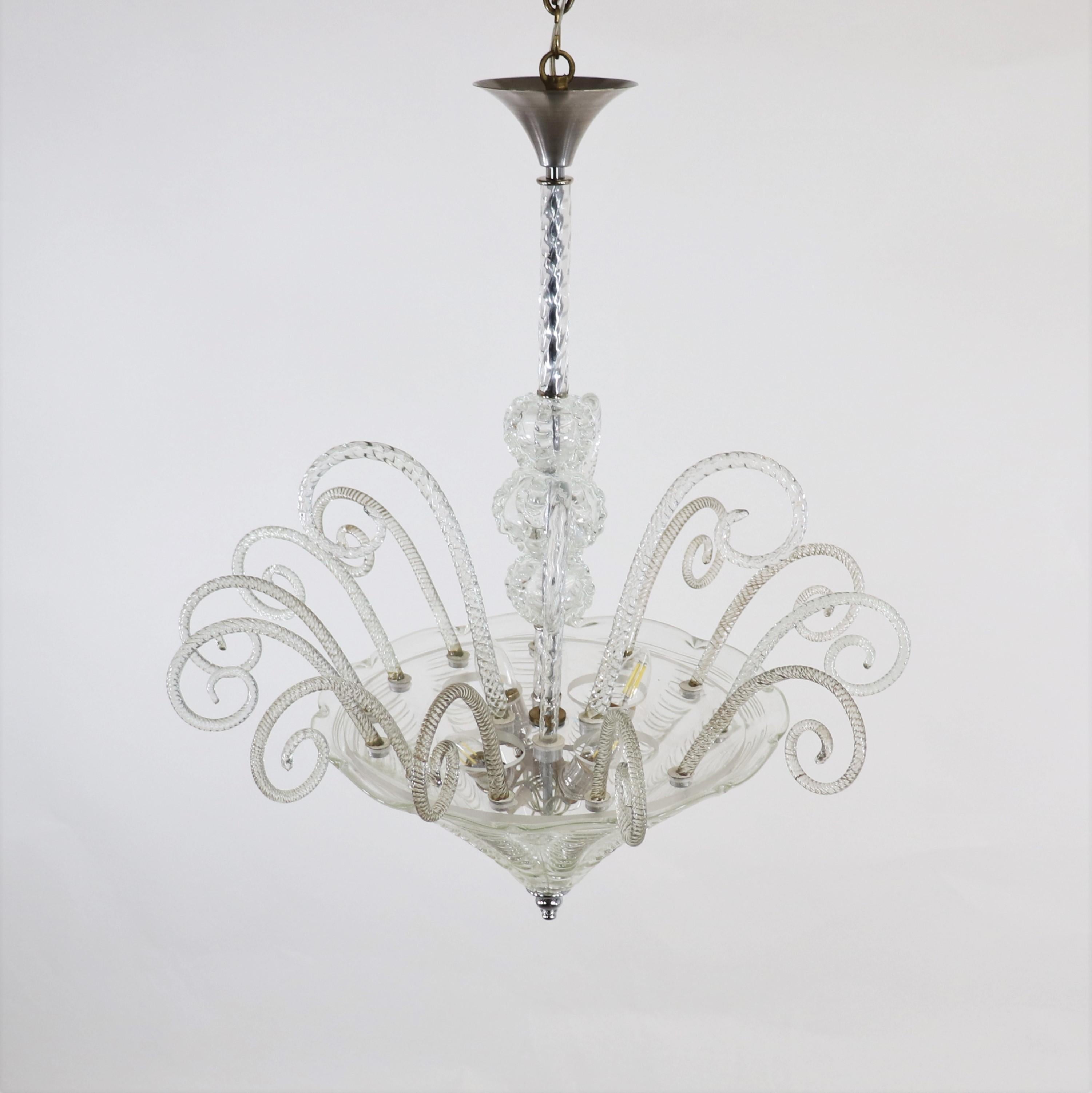 Cristallo Rigaree Murano, style Art Déco du milieu du siècle en vente 8