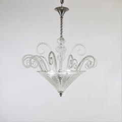 Mid-Century Art Deco Style Cristallo Rigaree Murano