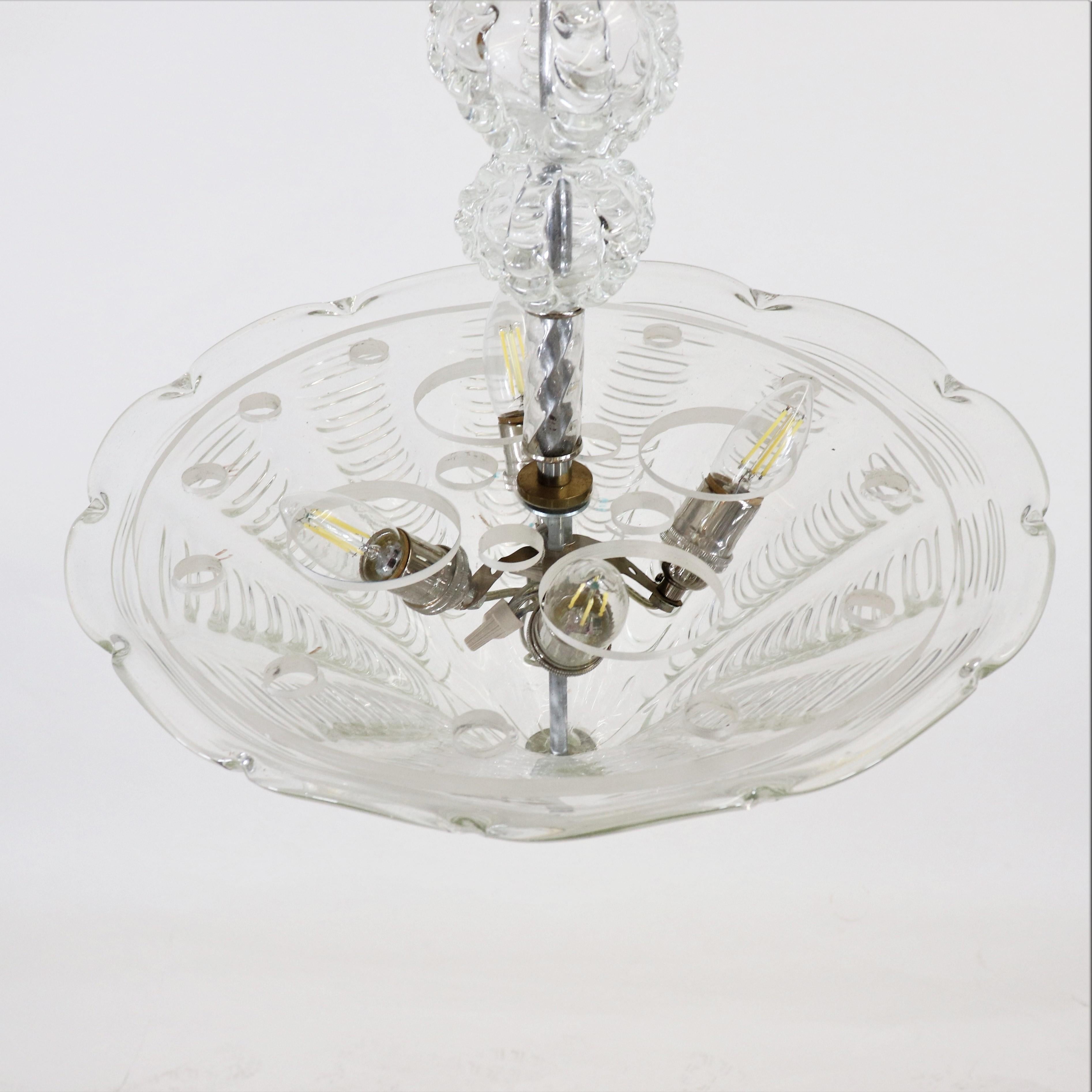 Fait main Cristallo Rigaree Murano, style Art Déco du milieu du siècle en vente