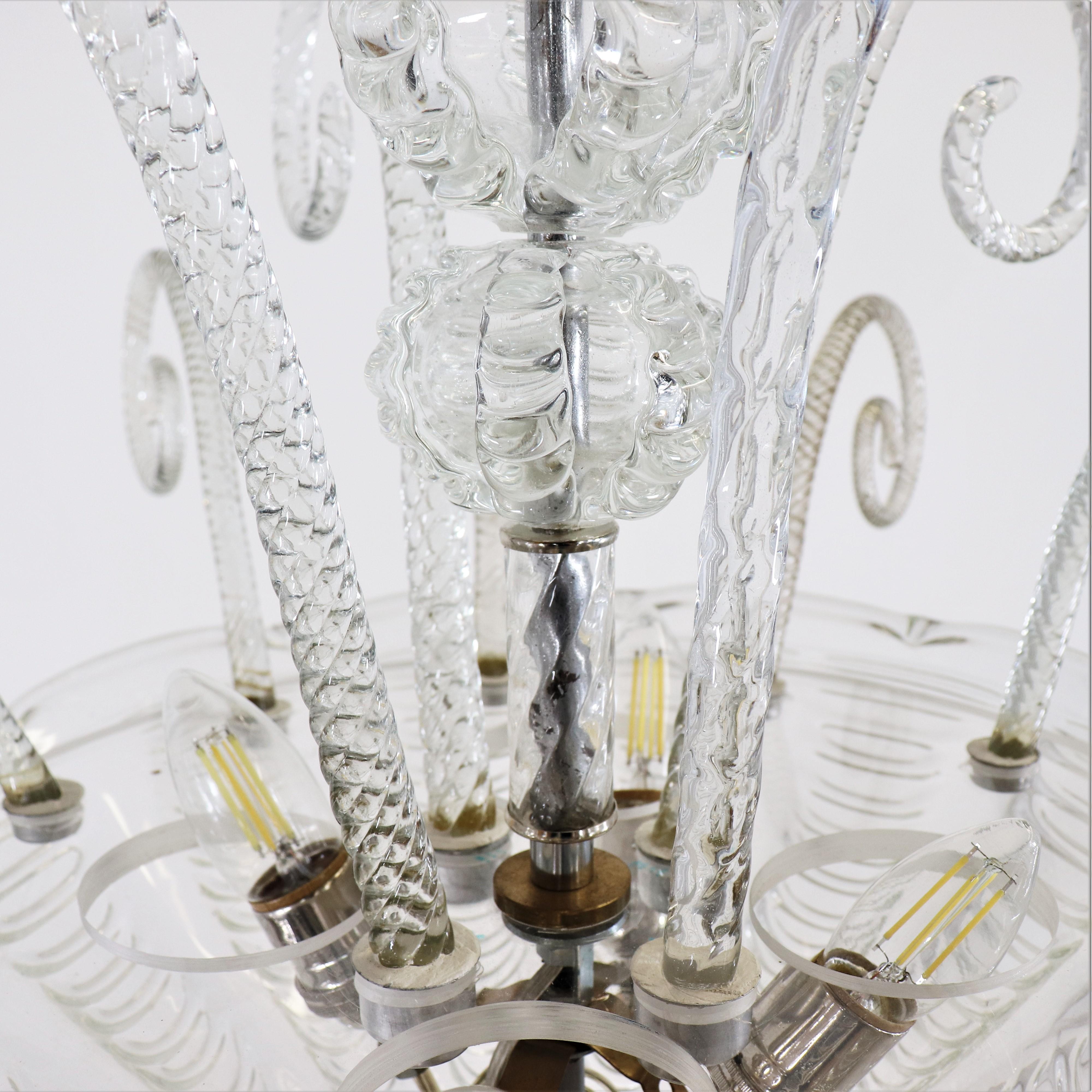 Verre brun Cristallo Rigaree Murano, style Art Déco du milieu du siècle en vente