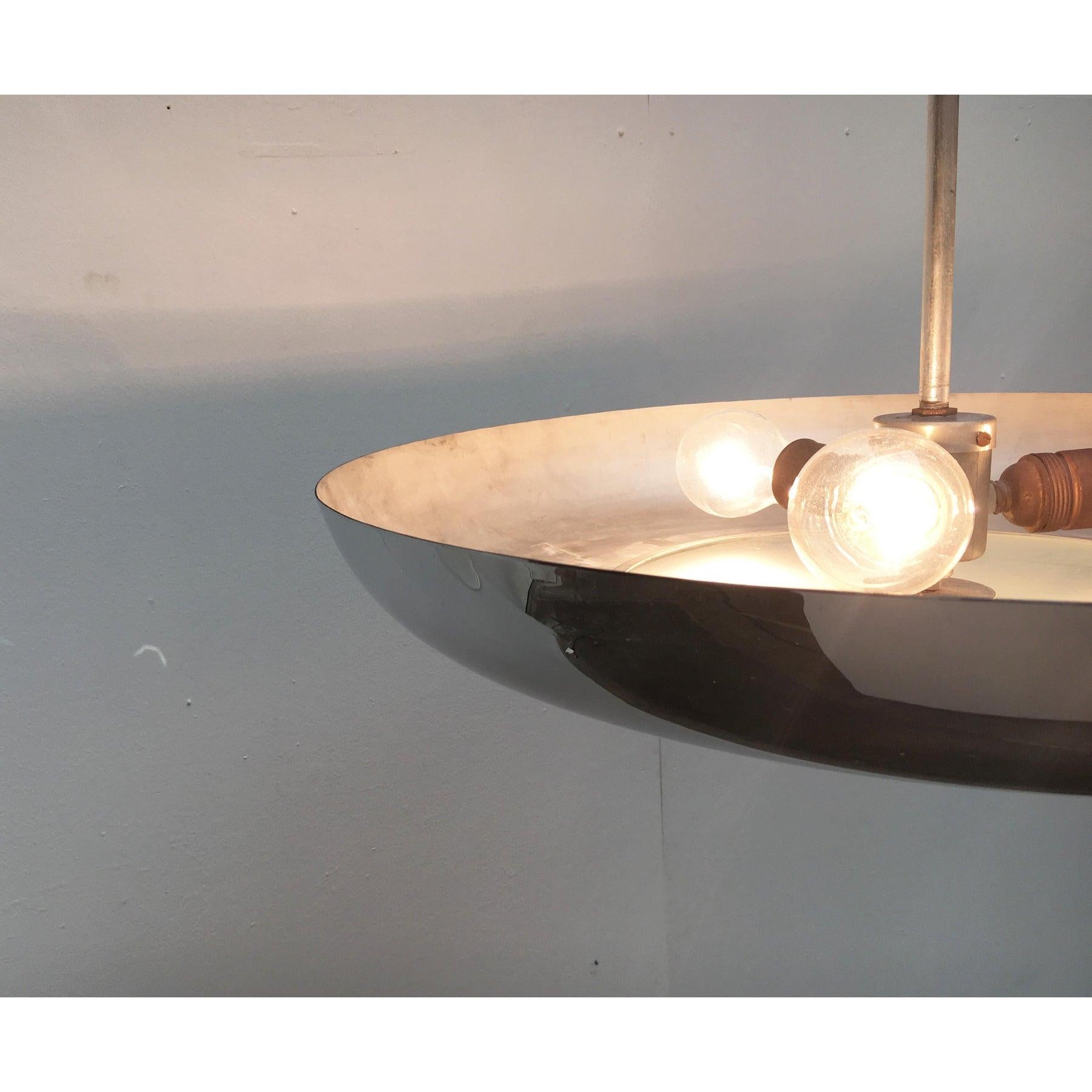 Lampada a sospensione in vetro in stile Art Deco di metà secolo in vendita 3