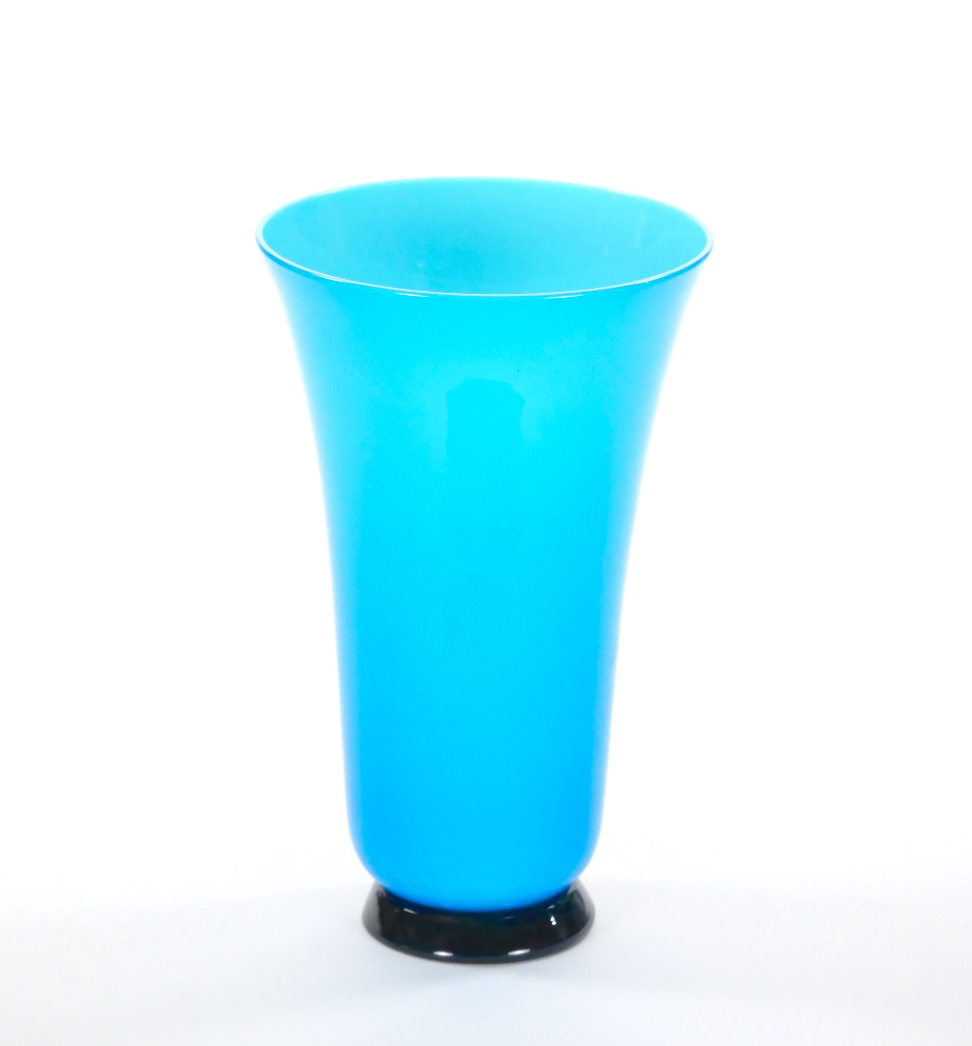 Verre de Murano de style Art Déco du milieu du siècle dernier Turquoise / Noir  Vase décoratif en vente 5