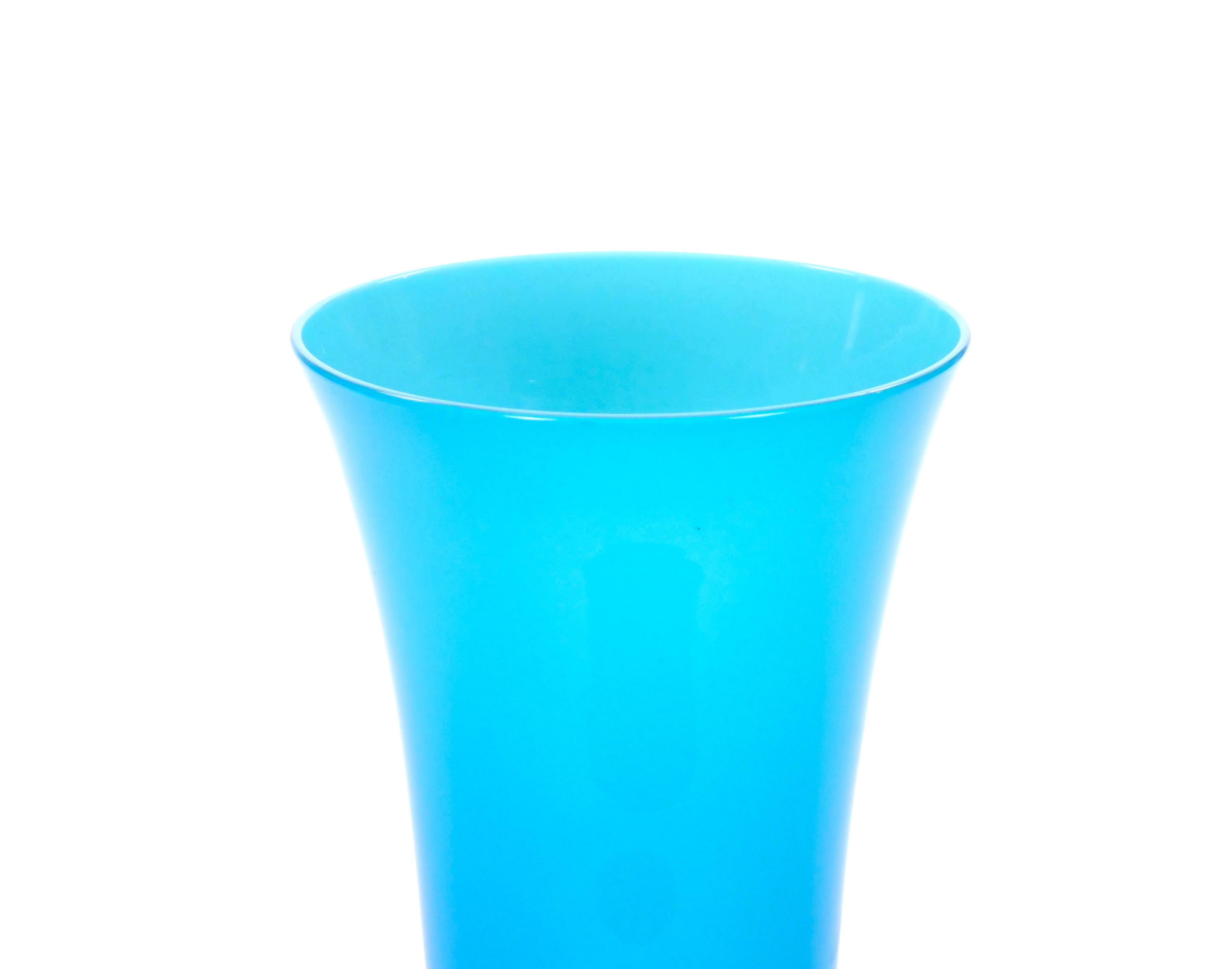 italien Verre de Murano de style Art Déco du milieu du siècle dernier Turquoise / Noir  Vase décoratif en vente