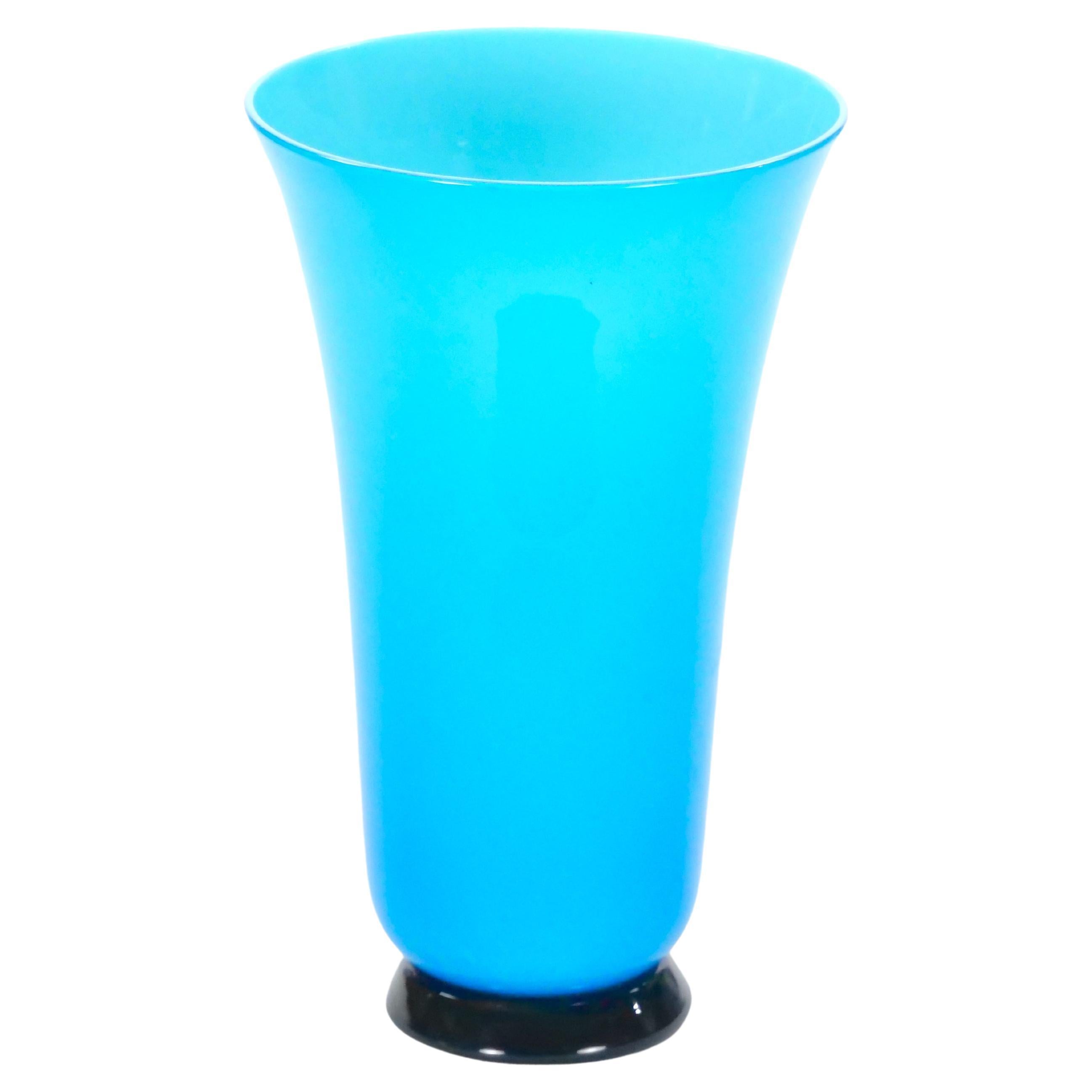 Vetro di Murano stile Art Deco di metà secolo, turchese/nero  Vaso decorativo