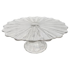 Mid-Century Art Deco Style Pressed Glass Pedestal Cake Stand, Belgium 1930's