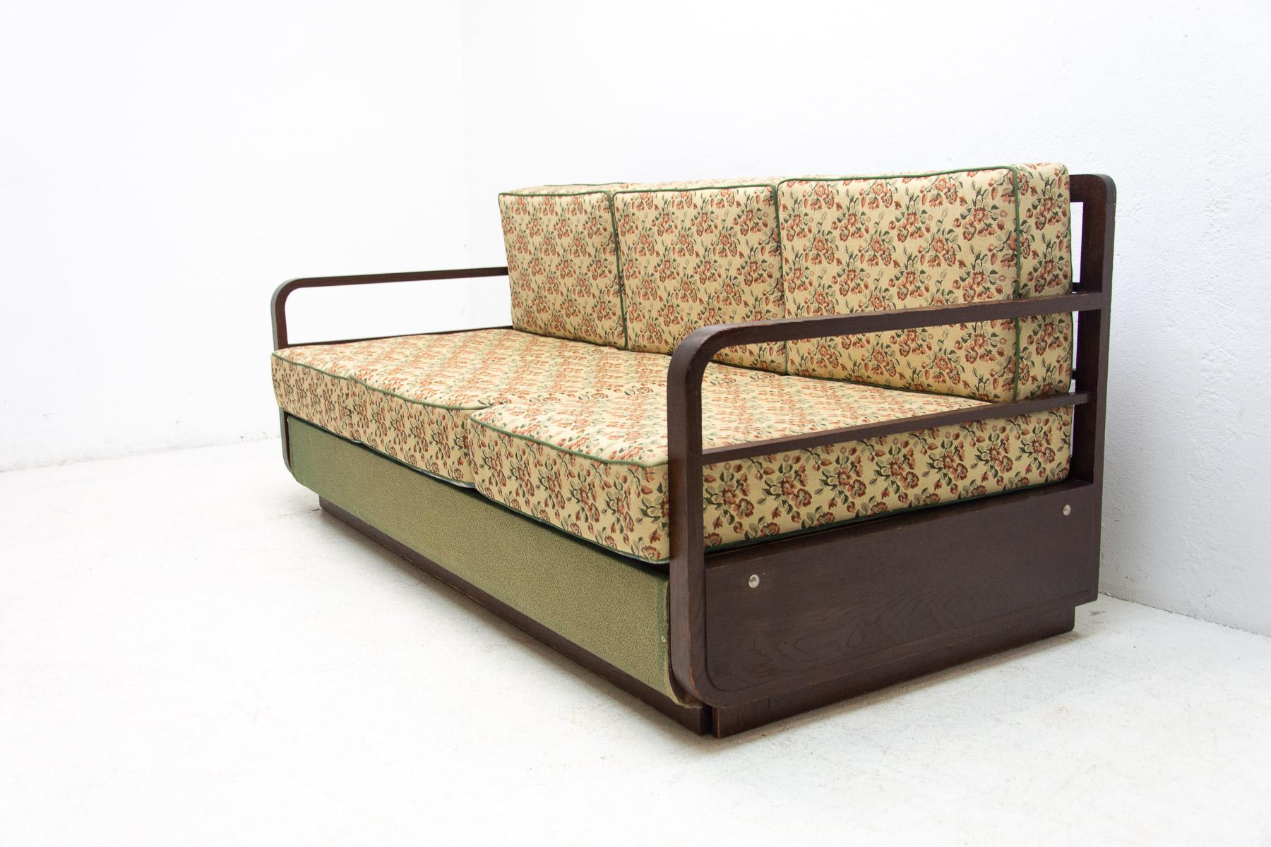 Fabric Mid Century Art Deco Style Sofa, 1950´S, Czechoslovakia