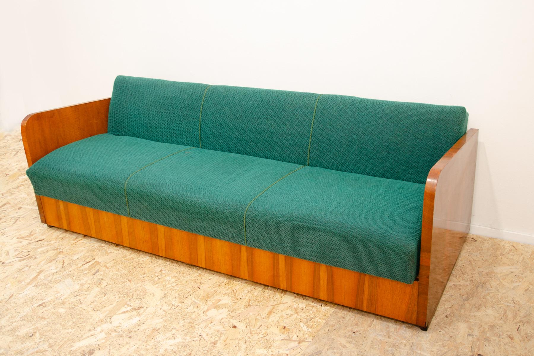 20th Century Mid century ART DECO style sofabed by UP Závody, 1950´s, Czechoslovakia For Sale