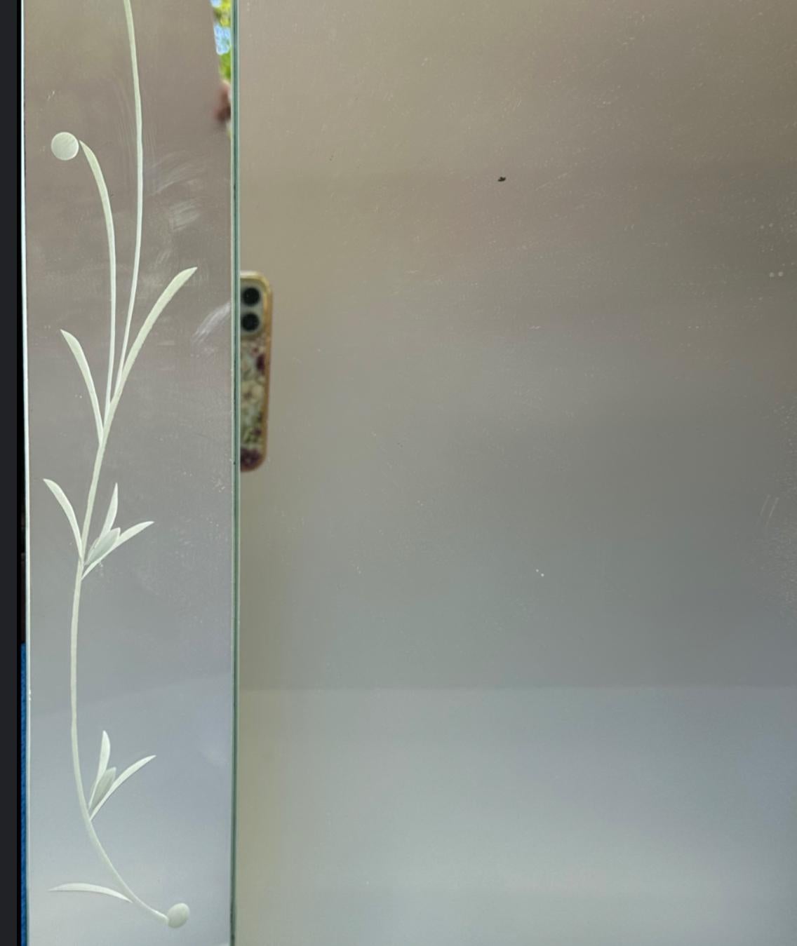 Mid-Century Art Deco Venetian Etched Wall Mirror. For Sale 1