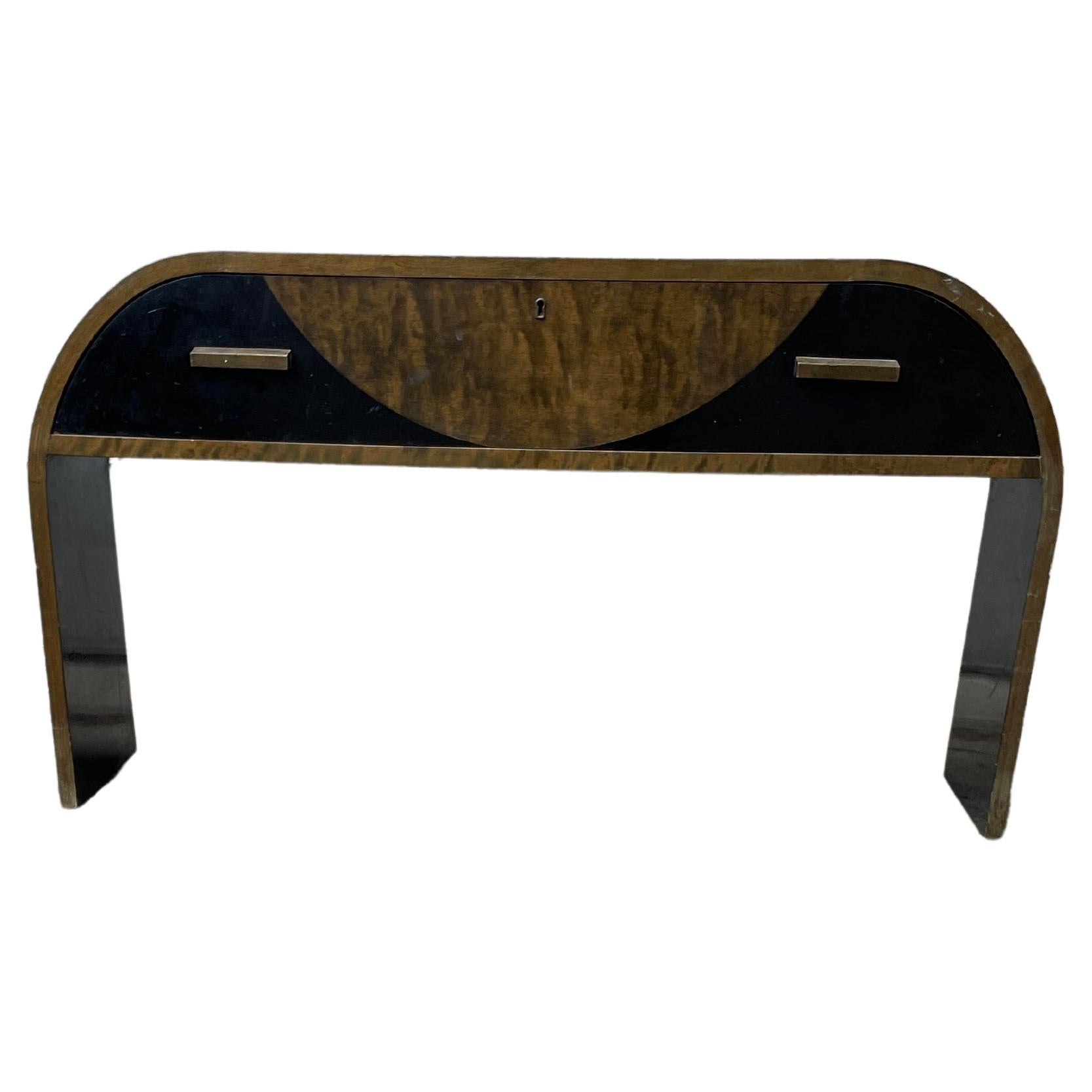 Mid-Century Art Deco Wood Console with Drawer For Sale 3