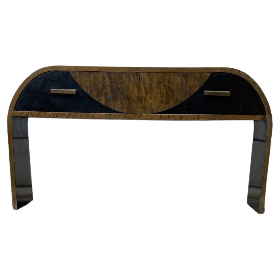 20th Century Mid-Century Art Deco Wood Console with Drawer For Sale