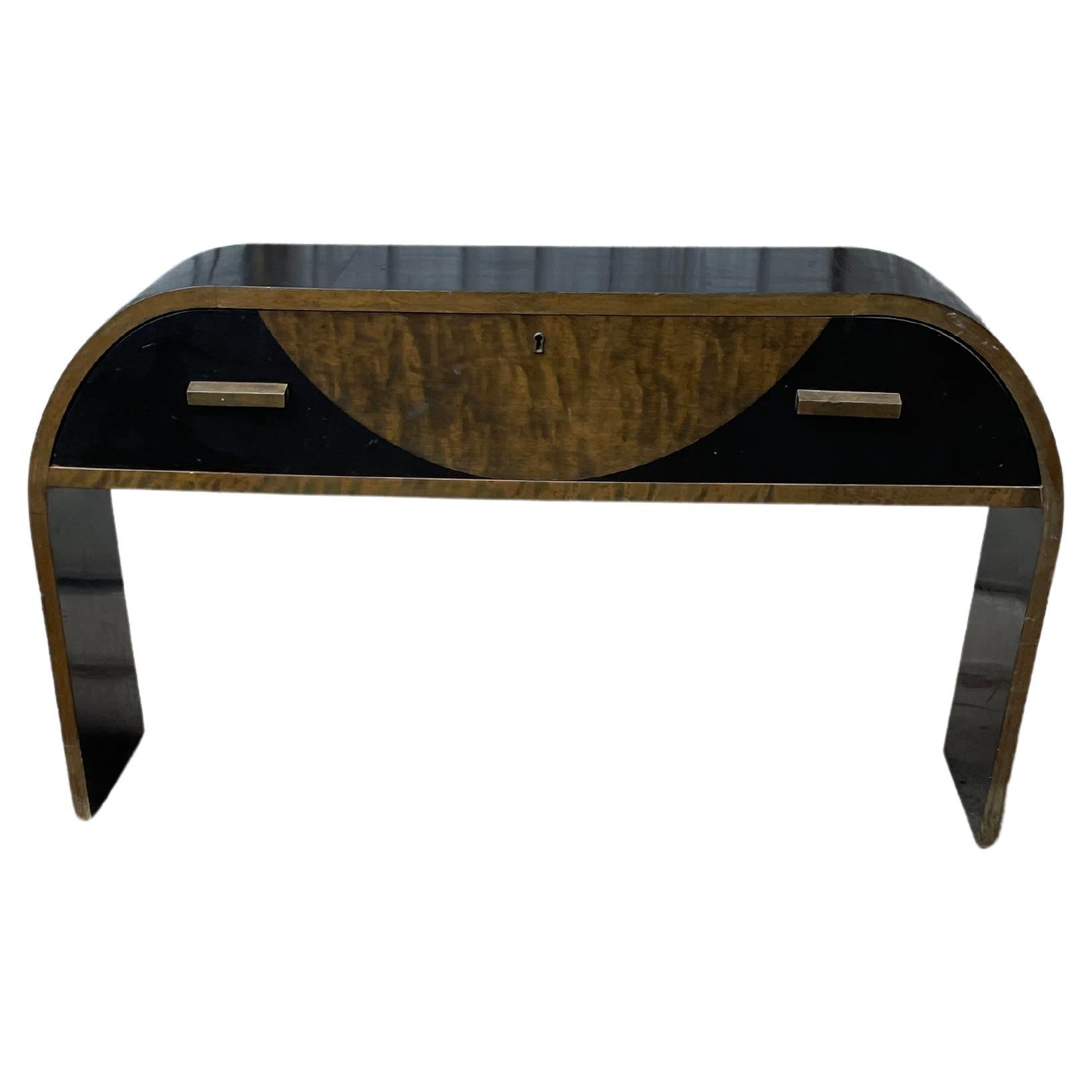 Mid-Century Art Deco Wood Console with Drawer