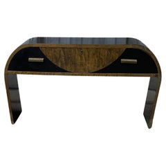 Mid-Century Art Deco Wood Console with Drawer