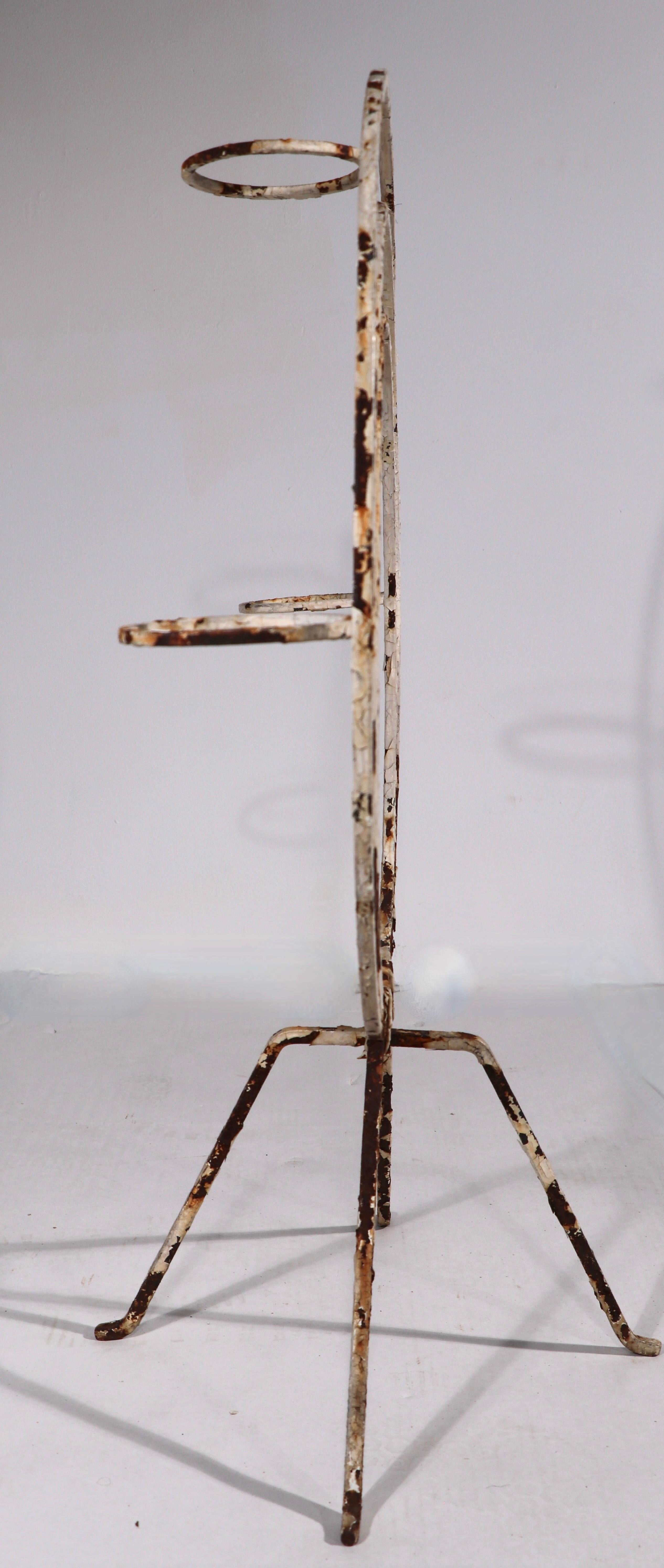 American Mid Century Art Deco Wrought Iron Plant Stand For Sale