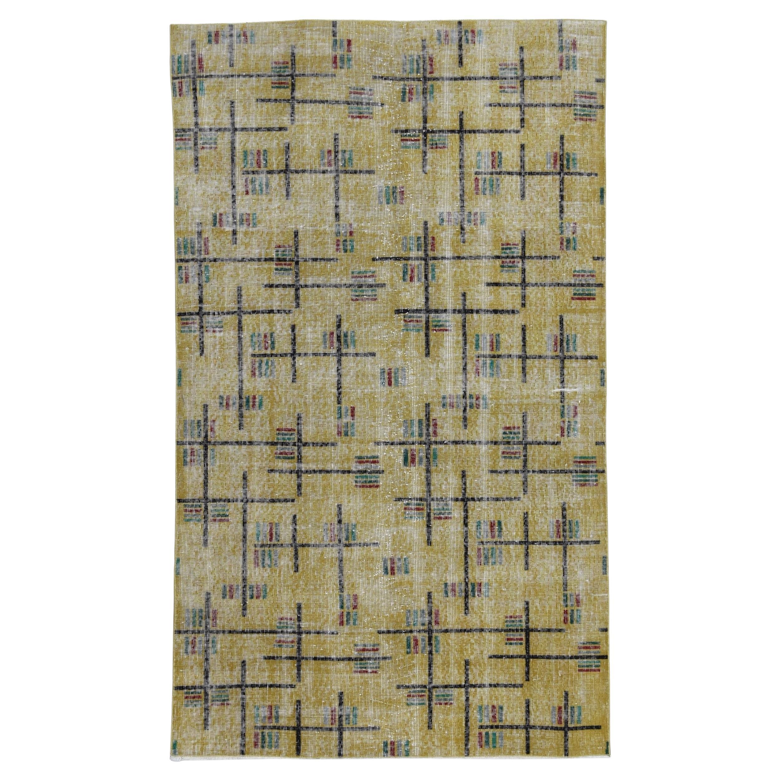 Mid-Century Art Deco Zeki Muren Style Wool Rug 5'1''x8'9''