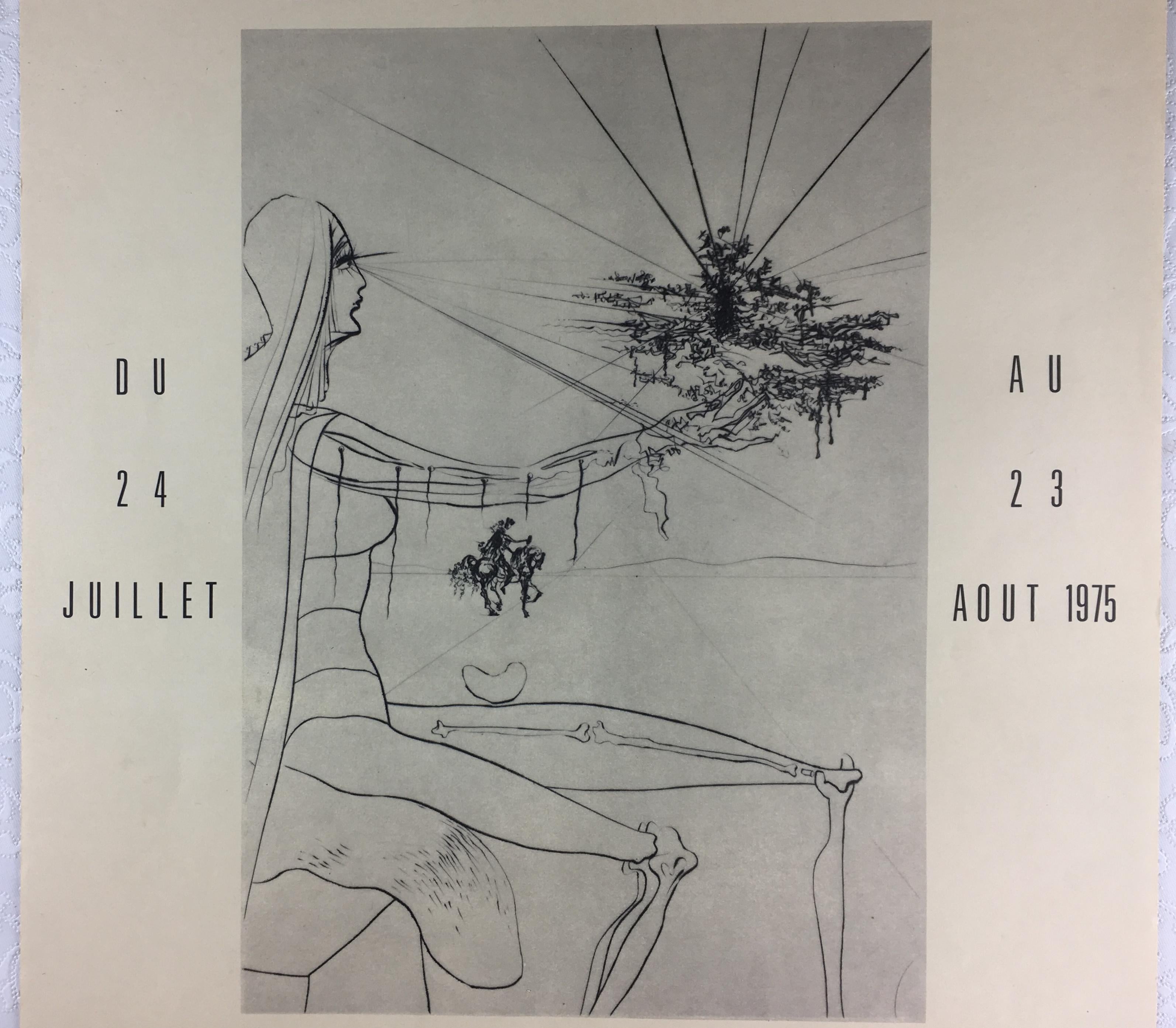 Affiche originale d'une exposition d'art du milieu du siècle dernier sur l'œuvre de Salvador Dali. Cette affiche montre l'intéressante représentation du maître d'une femme tenant un bouquet de fleurs. 

L'exposition a eu lieu à Nice, France, en