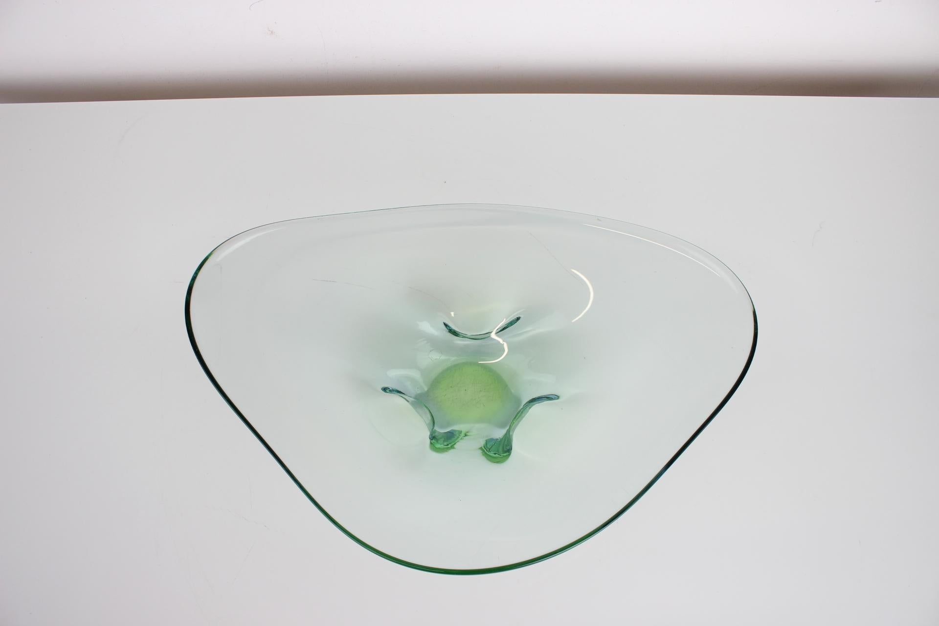 Mid-Century Modern Mid-Century Art Glass Big Bowl by Zelezno Borske Sklo, 1960's For Sale