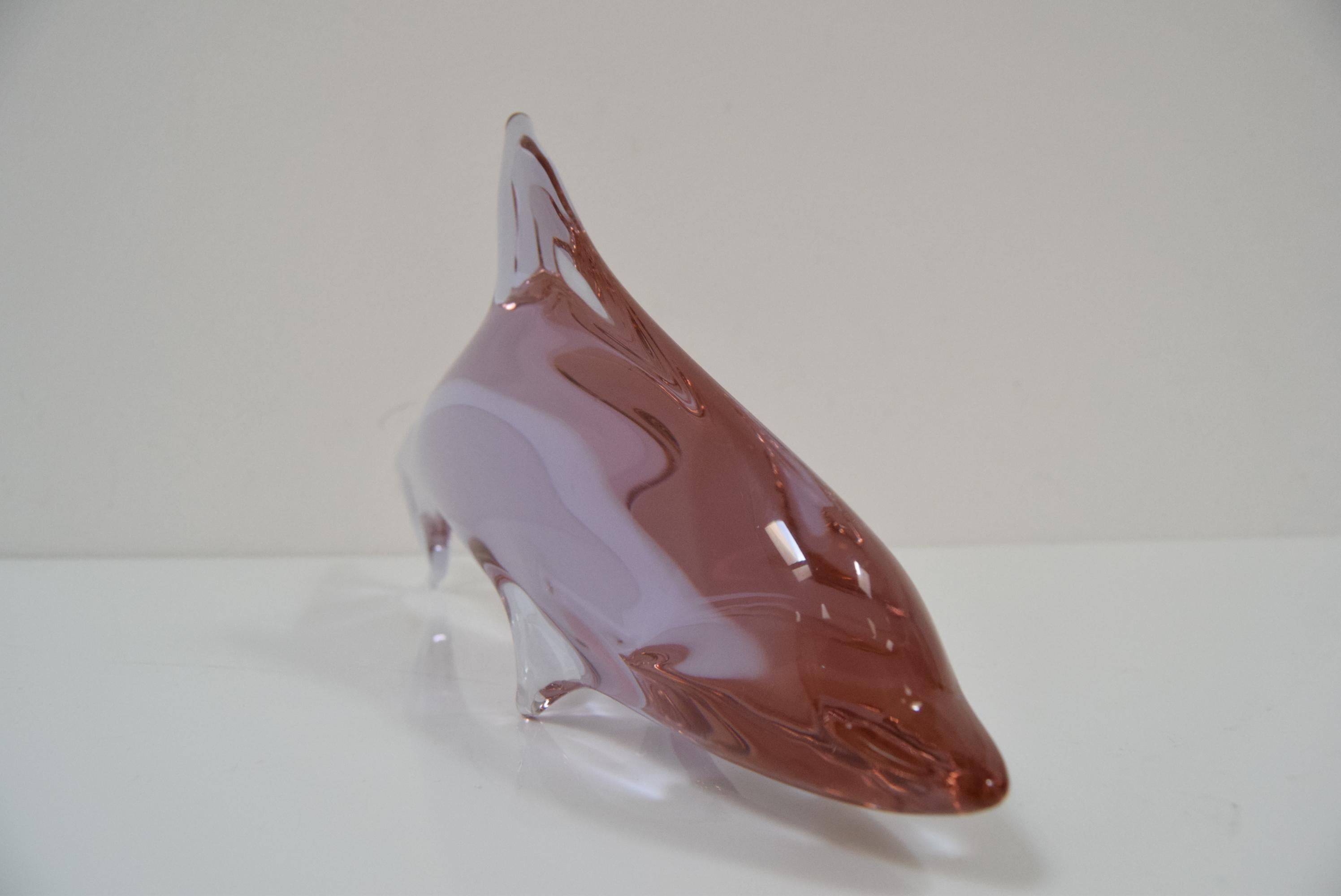 Mid-Century Modern Mid-century Art Glass Dolphin Sculpture by Miloslav Janků for Zelezný Brod, 1960' For Sale