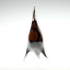 Escultura de pez en vidrio artístico de mediados de siglo de Miloslav Janku para Železný Brod, años 60