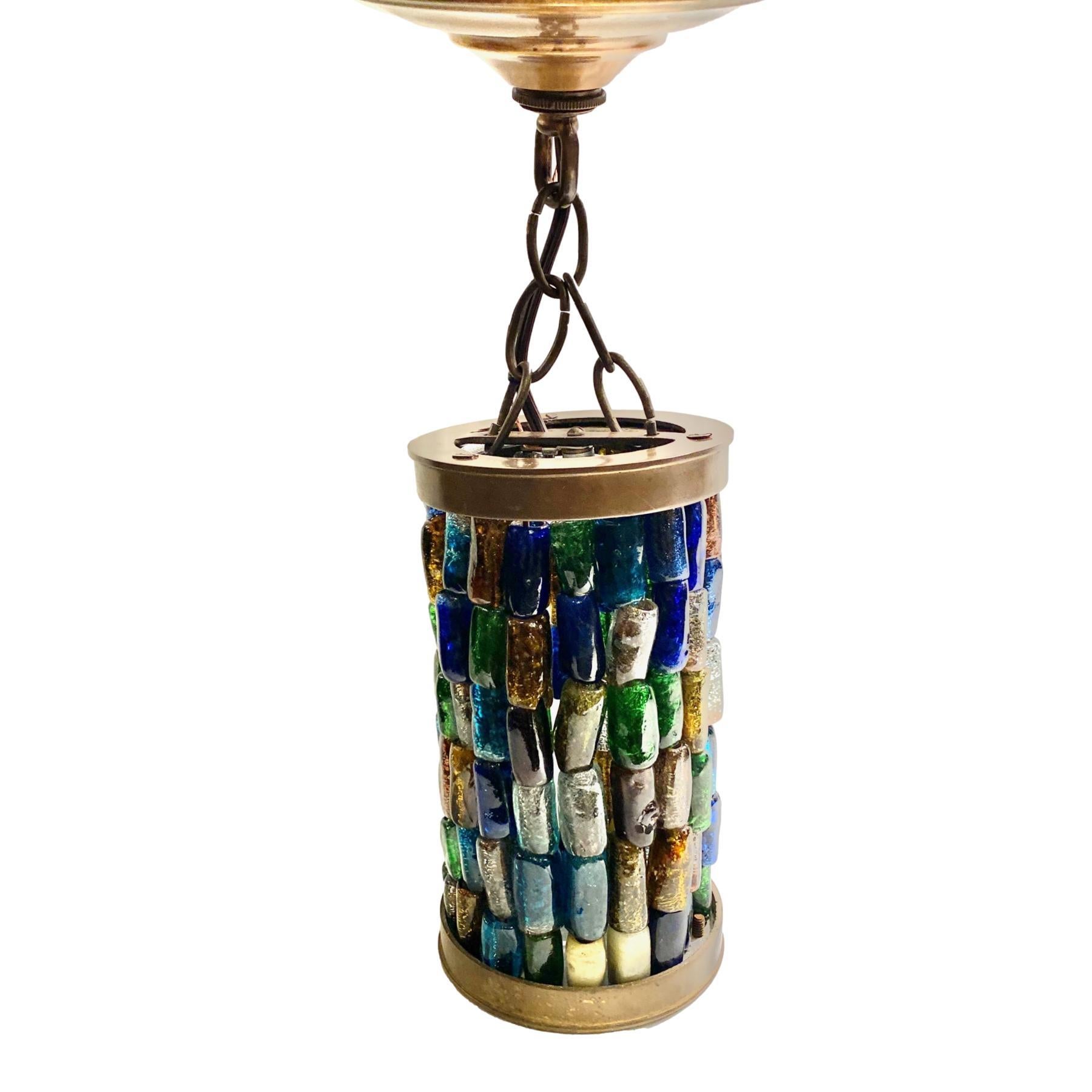 American Mid Century Art Glass Lantern For Sale