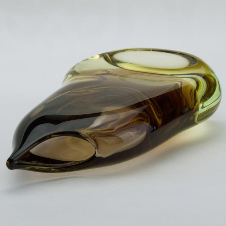 Midcentury Art Glass Vase by Miloslav Klinger for Zelezny Brod