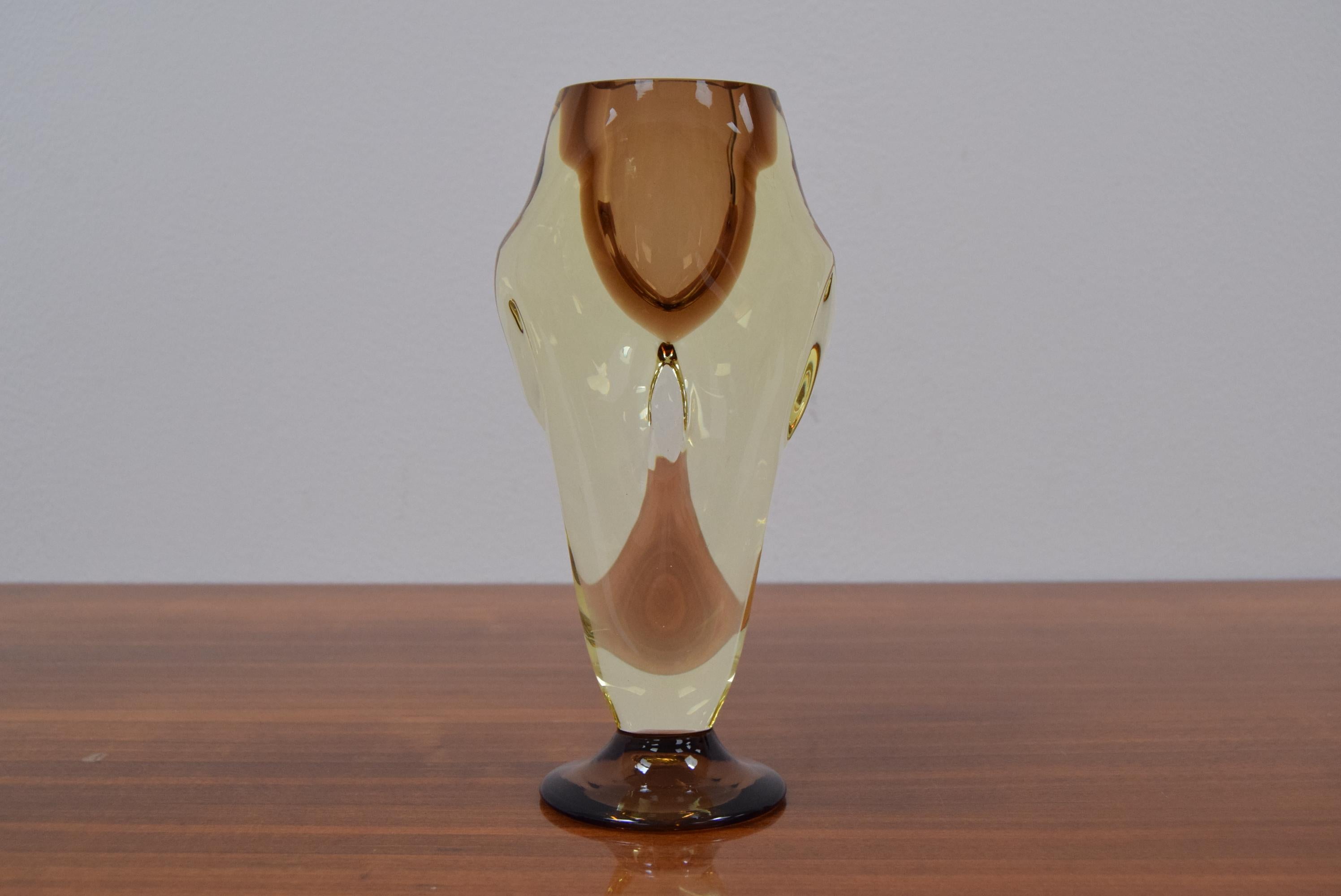 Czech Mid-Century Art Glass Vase, Chribska, 1960's For Sale