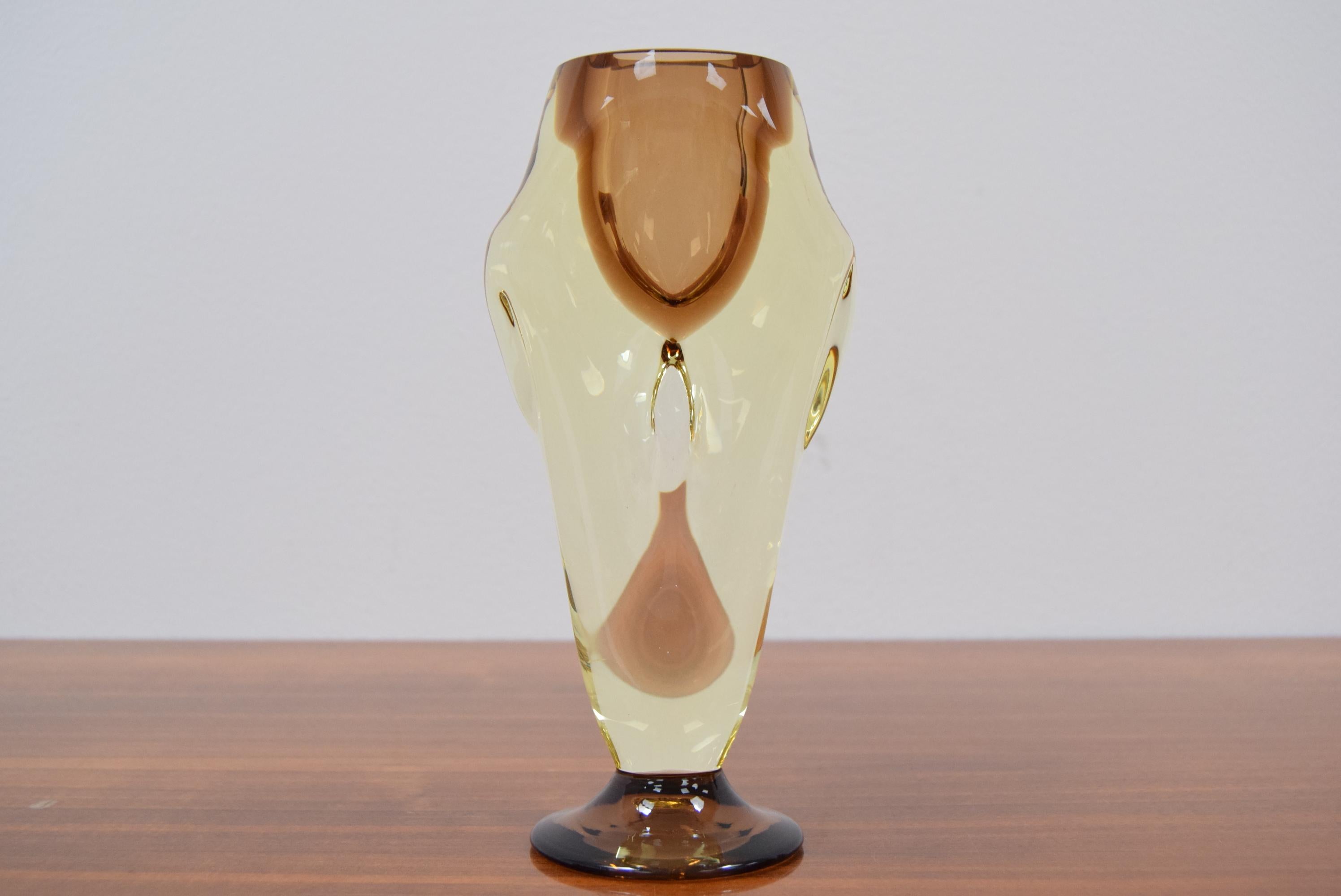 Mid-20th Century Mid-Century Art Glass Vase, Chribska, 1960's For Sale