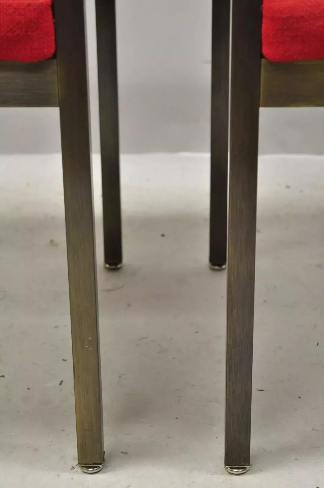 Mid Century Art Metal Inc Jamestown NY Brushed Bronze Metal Side Chairs - a Pair For Sale 4